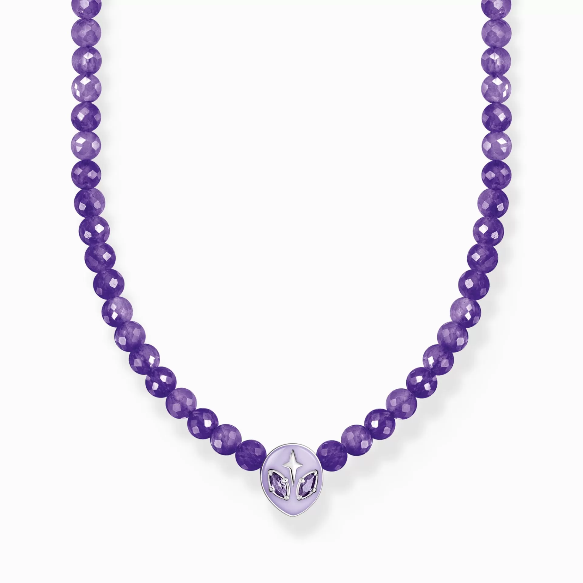 THOMAS SABO Halsband | Glow in the Dark<P&AUML;RLHALSBAND MED ALIENHUVUD OCH LILA KALLEMALJ SILVER silverfargad, violett