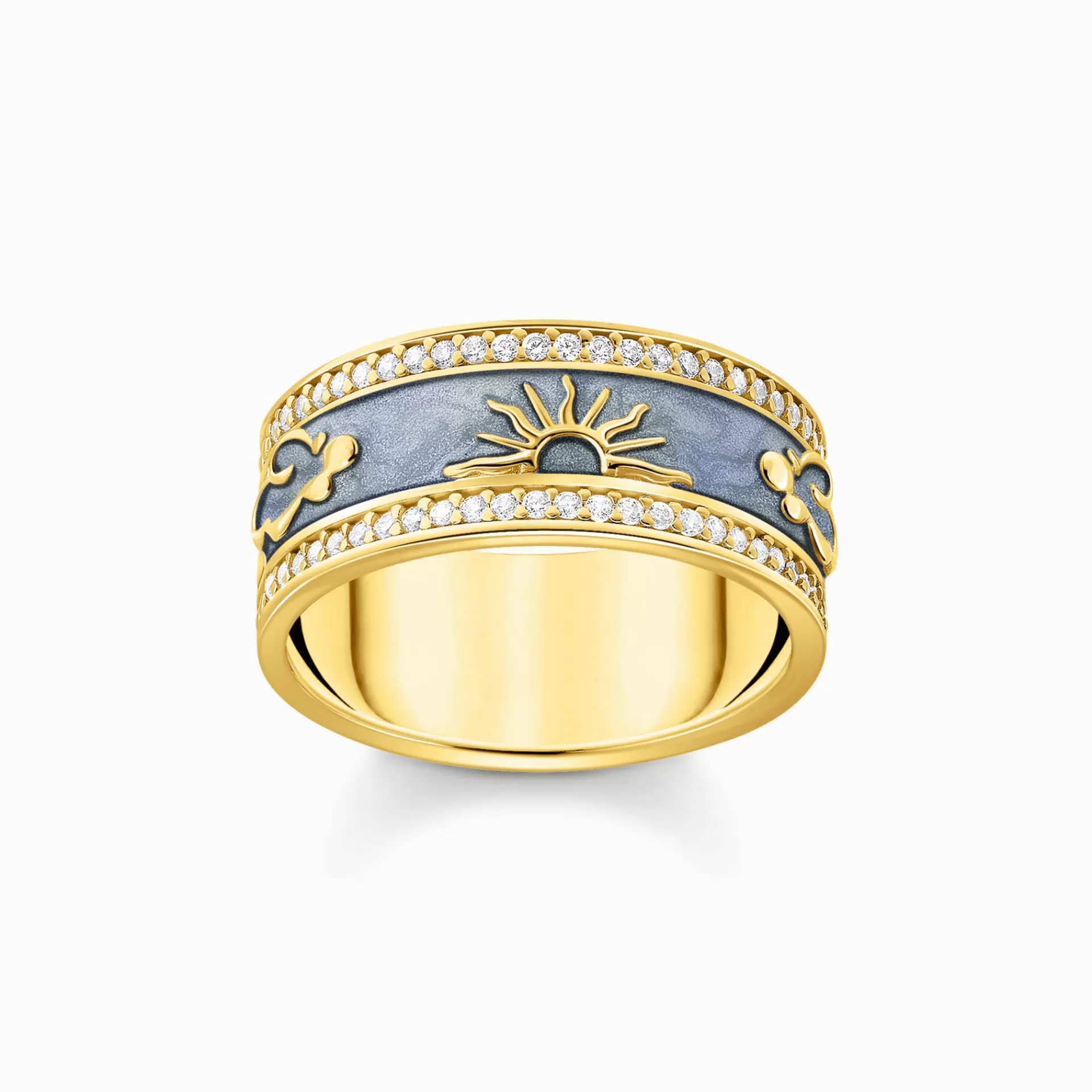 THOMAS SABO Ringar | 18K plätering<RING, BL&ARING; MED KOSMISKA SYMBOLER - PL&AUML;TERAD gult guldfargad, vit, blå