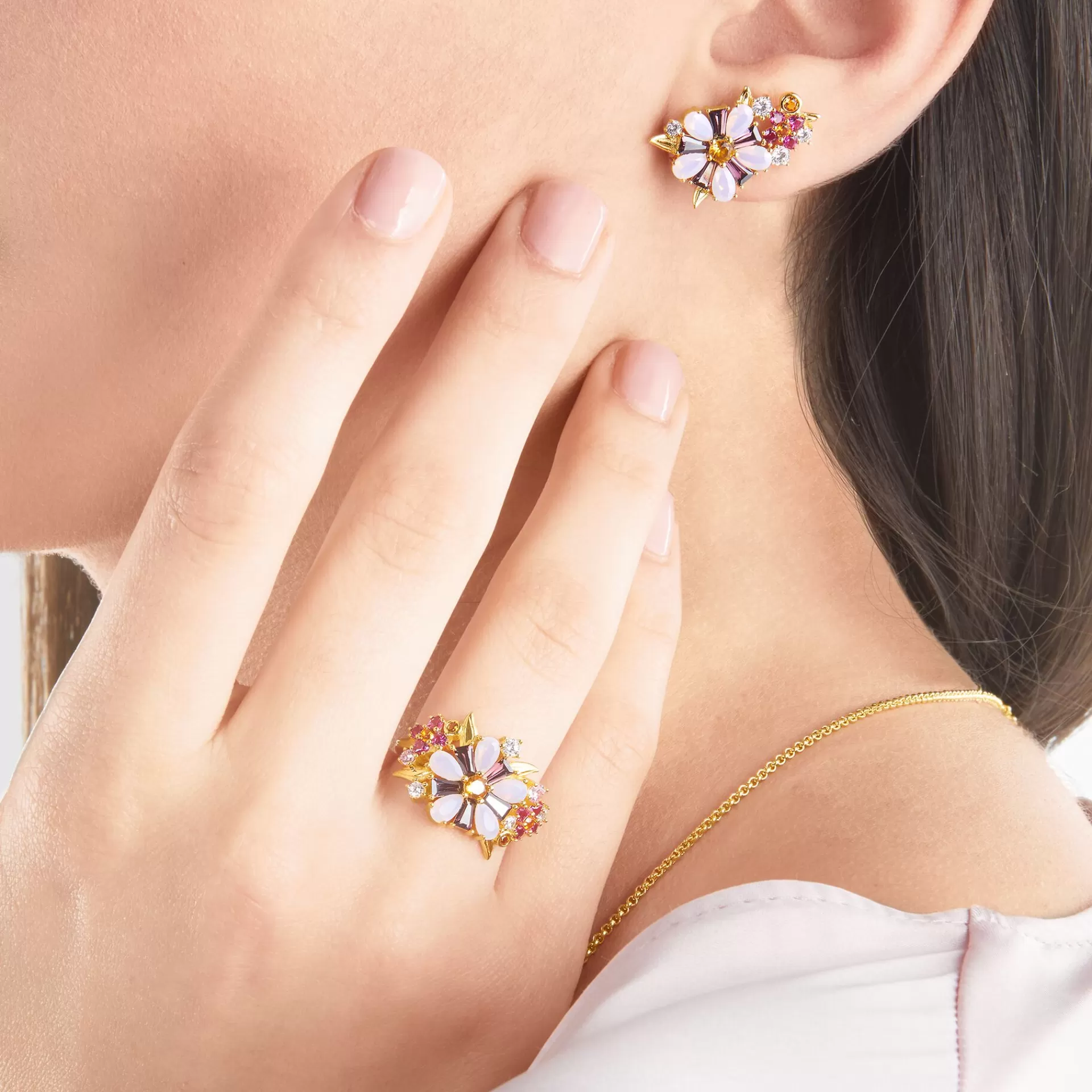 THOMAS SABO Ringar | Upp till SEK 3.000<RING BLOMMOR STENAR I F&AUML;RG GULD gult guldfargad, vit, orange, rosa, violett, röd