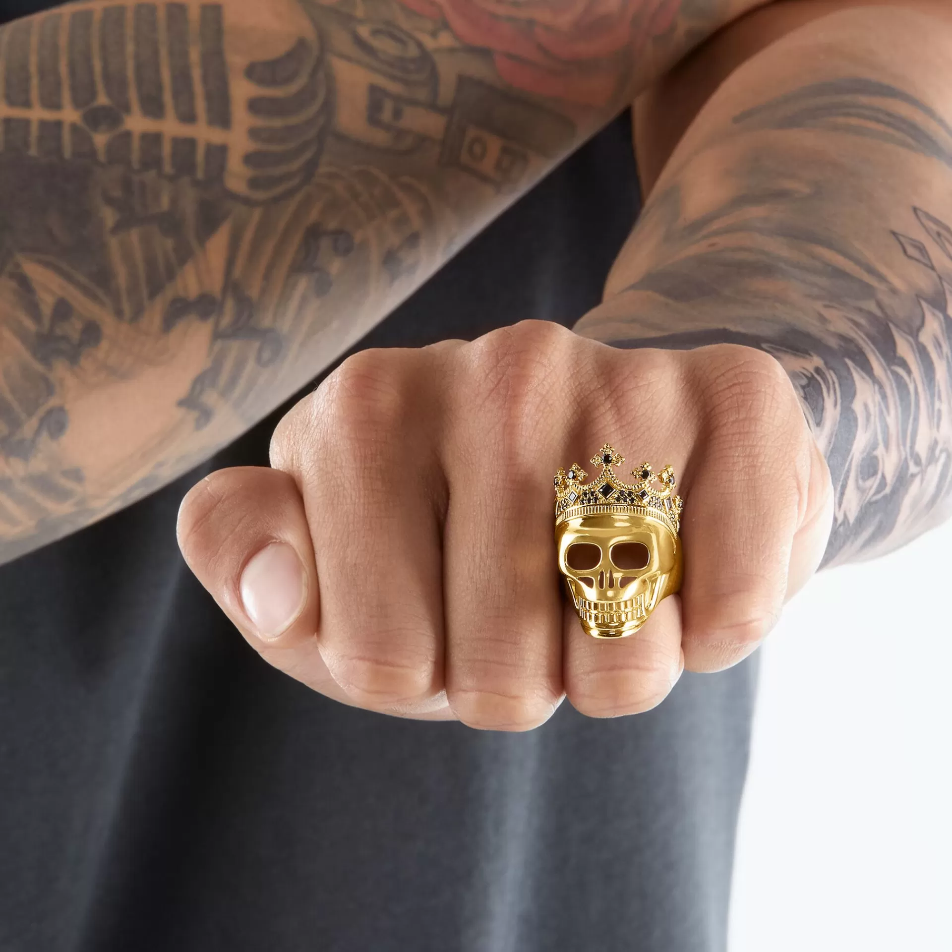 THOMAS SABO Ringar | Ringar<RING D&OUML;DSKALLEKUNG GULD gult guldfargad, svart