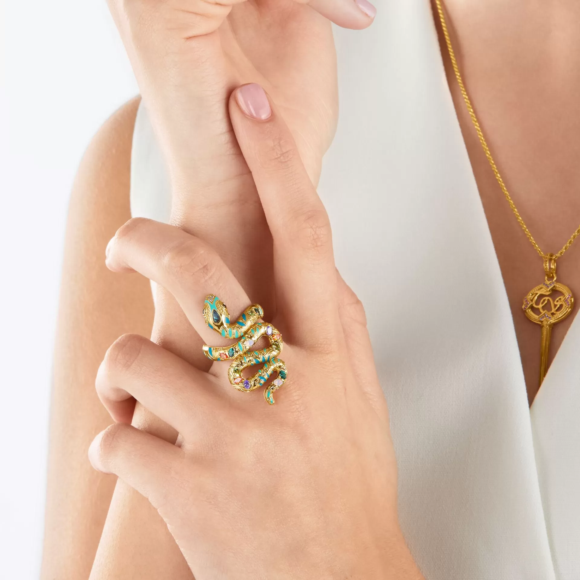 THOMAS SABO Ringar | Upp till SEK 5.000<RING F&AUML;RGGRANN ORM GULD gult guldfargad, ljusgrön, rosa, orange, grön, violett, vit, svart, blå, turkos