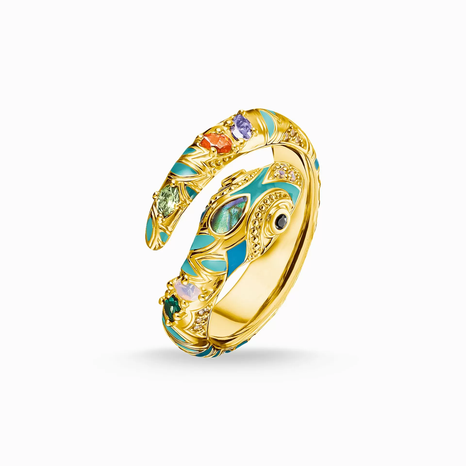 THOMAS SABO Ringar | Återvunnet 925 silver<RING F&AUML;RGGRANN ORM GULD blå, vit, gult guldfargad, grön, ljusgrön, orange, svart, violett