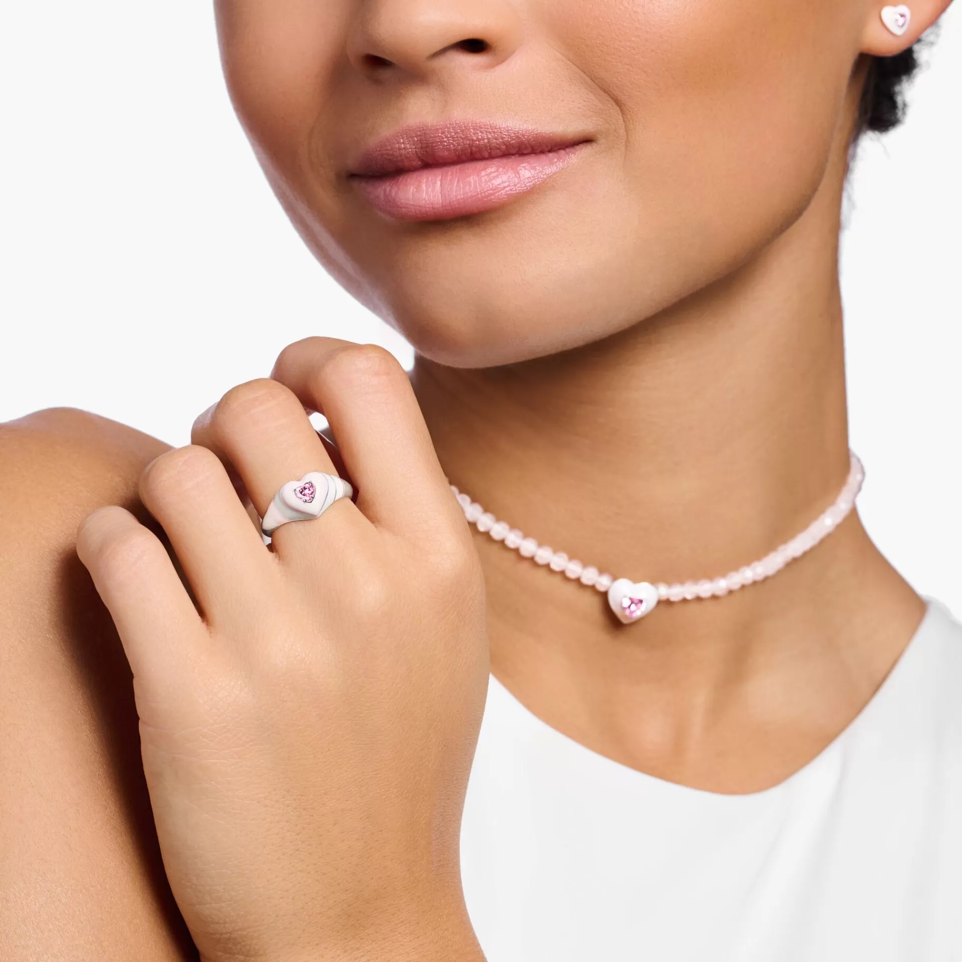 THOMAS SABO Ringar | Återvunnet 925 silver<RING HJ&AUML;RTA MED ROSA STENAR SILVER silverfargad, vit, rosa
