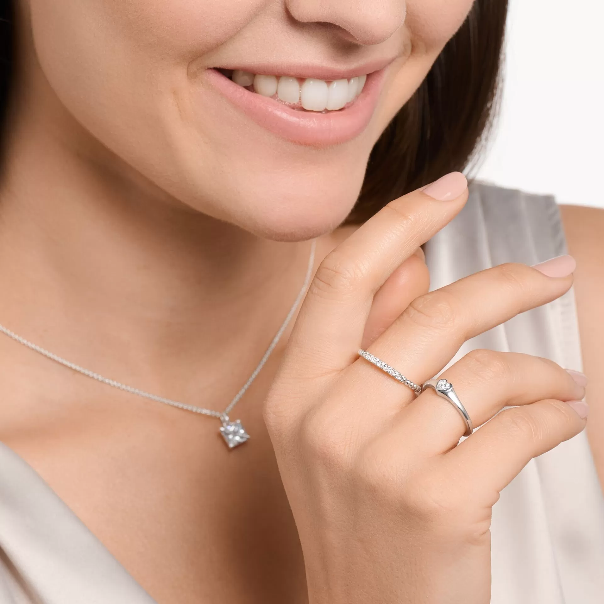 THOMAS SABO Ringar | Återvunnet 925 silver<RING HJ&AUML;RTA SILVER silverfargad, vit