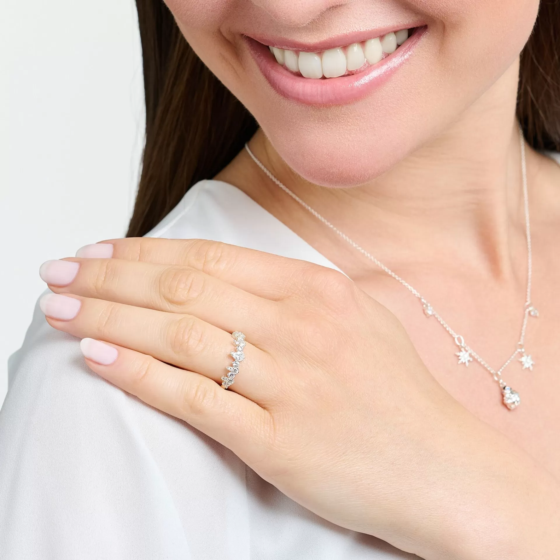 THOMAS SABO Ringar | Återvunnet 925 silver<RING ISKRISTALLER SILVER silverfargad, vit