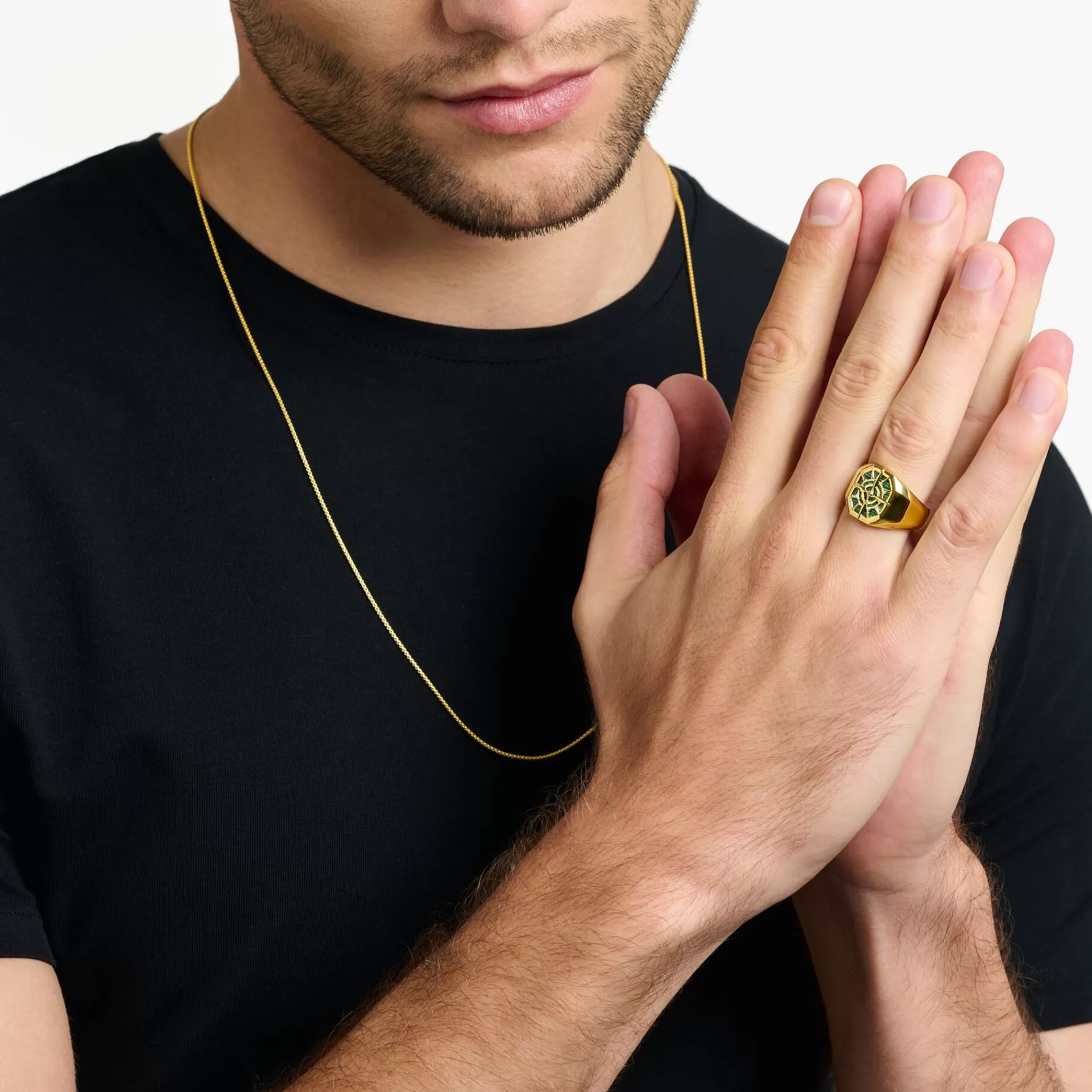 THOMAS SABO Ringar | Ringar<RING KOMPASS GR&OUML;NT gult guldfargad, grön, svart
