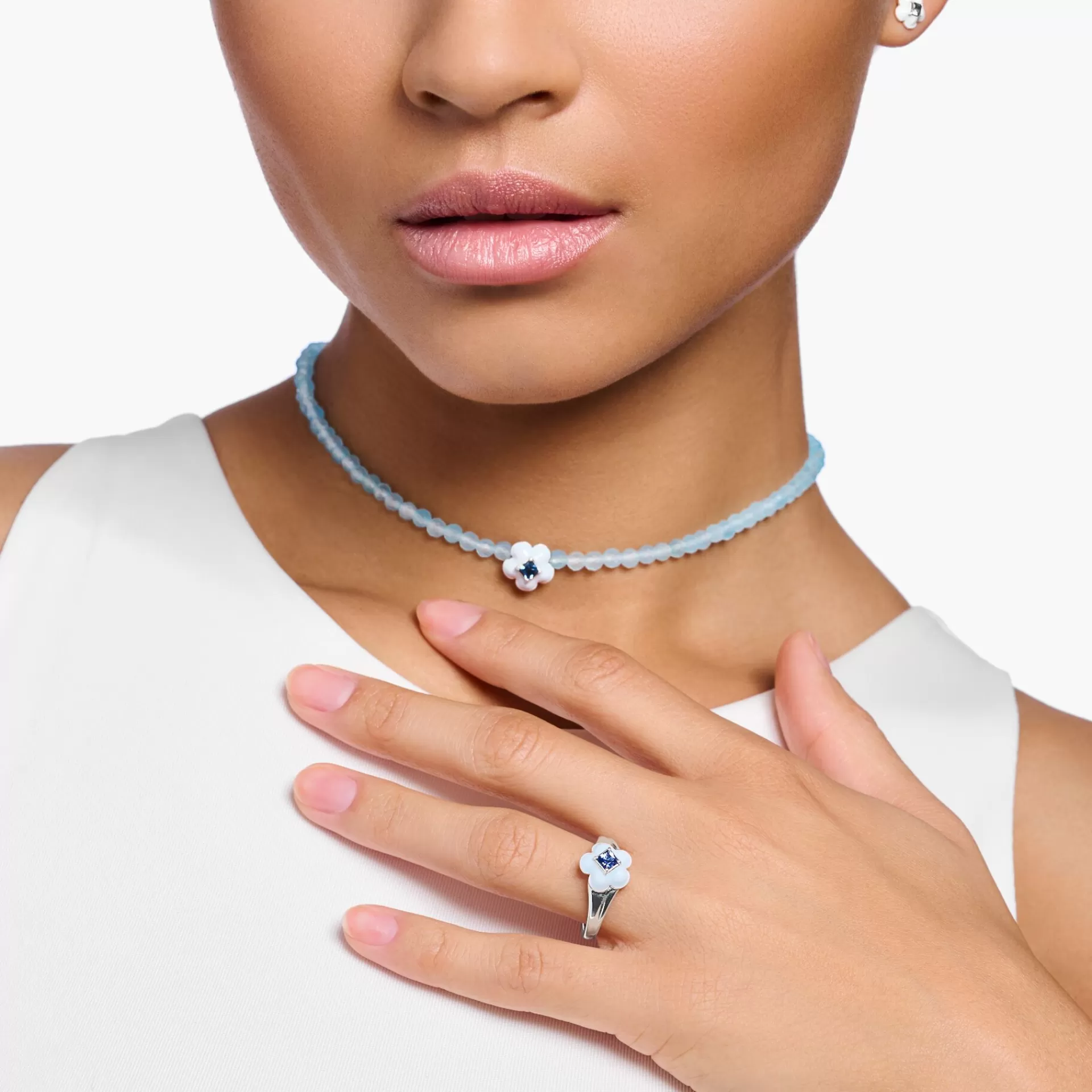 THOMAS SABO Ringar | Återvunnet 925 silver<RING MED BL&ARING; BLOMMA SILVER silverfargad, ljusblå, mörkblå