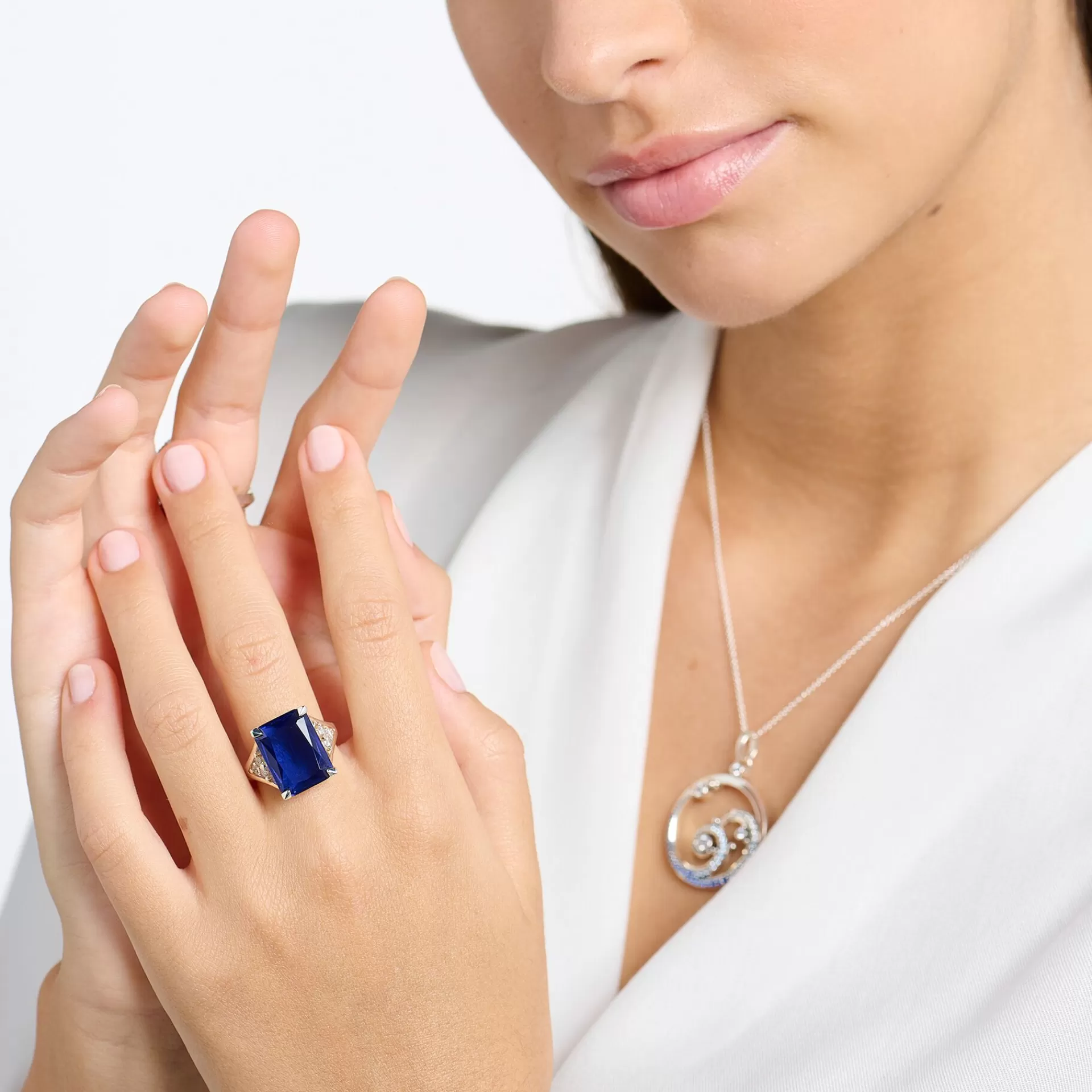 THOMAS SABO Ringar | Återvunnet 925 silver<RING MED BL&ARING; OCH VITA STENAR SILVER silverfargad, mörkblå, vit