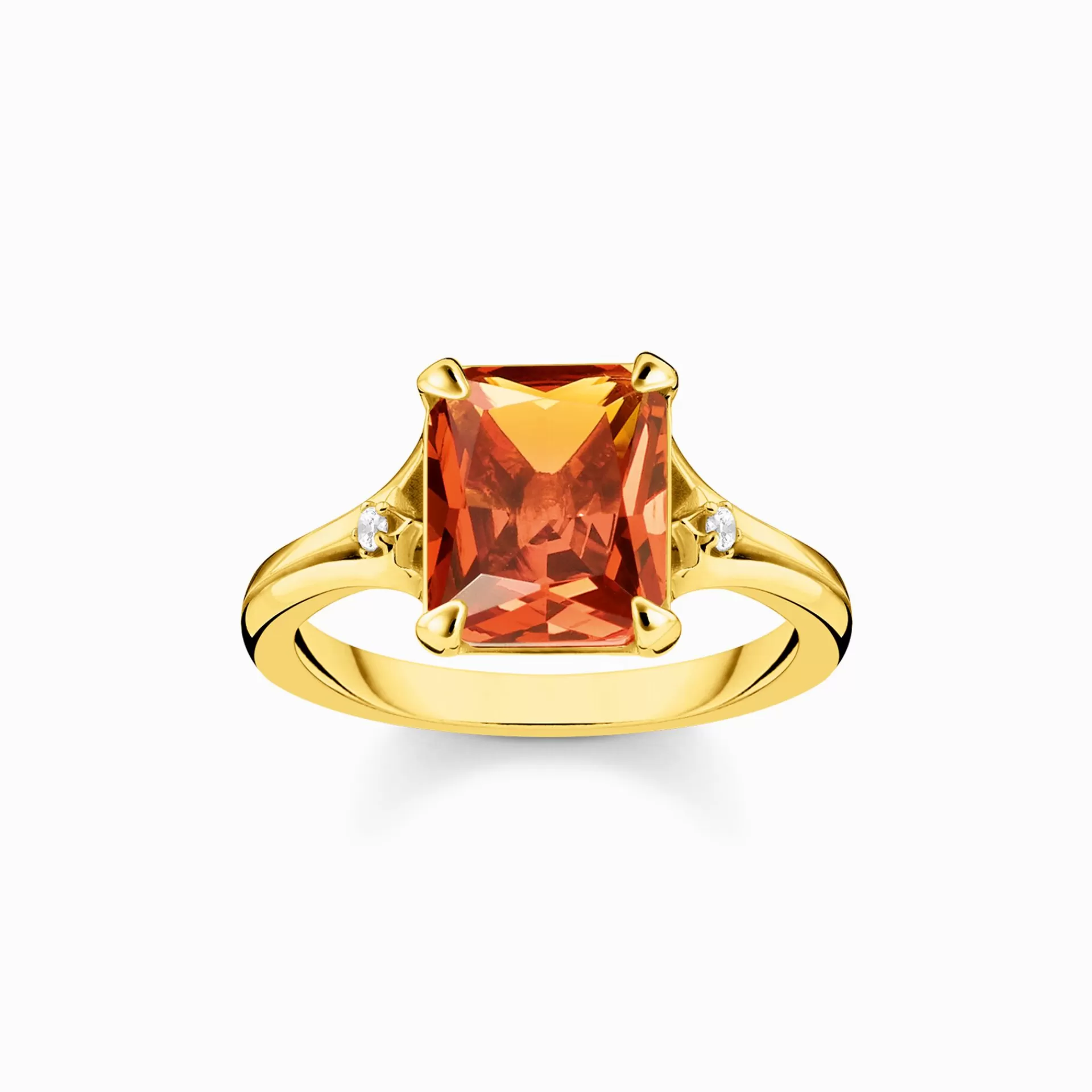 THOMAS SABO Ringar | 18K plätering<RING MED ORANGE STEN GULDPL&AUML;TERAD vit, gult guldfargad, orange