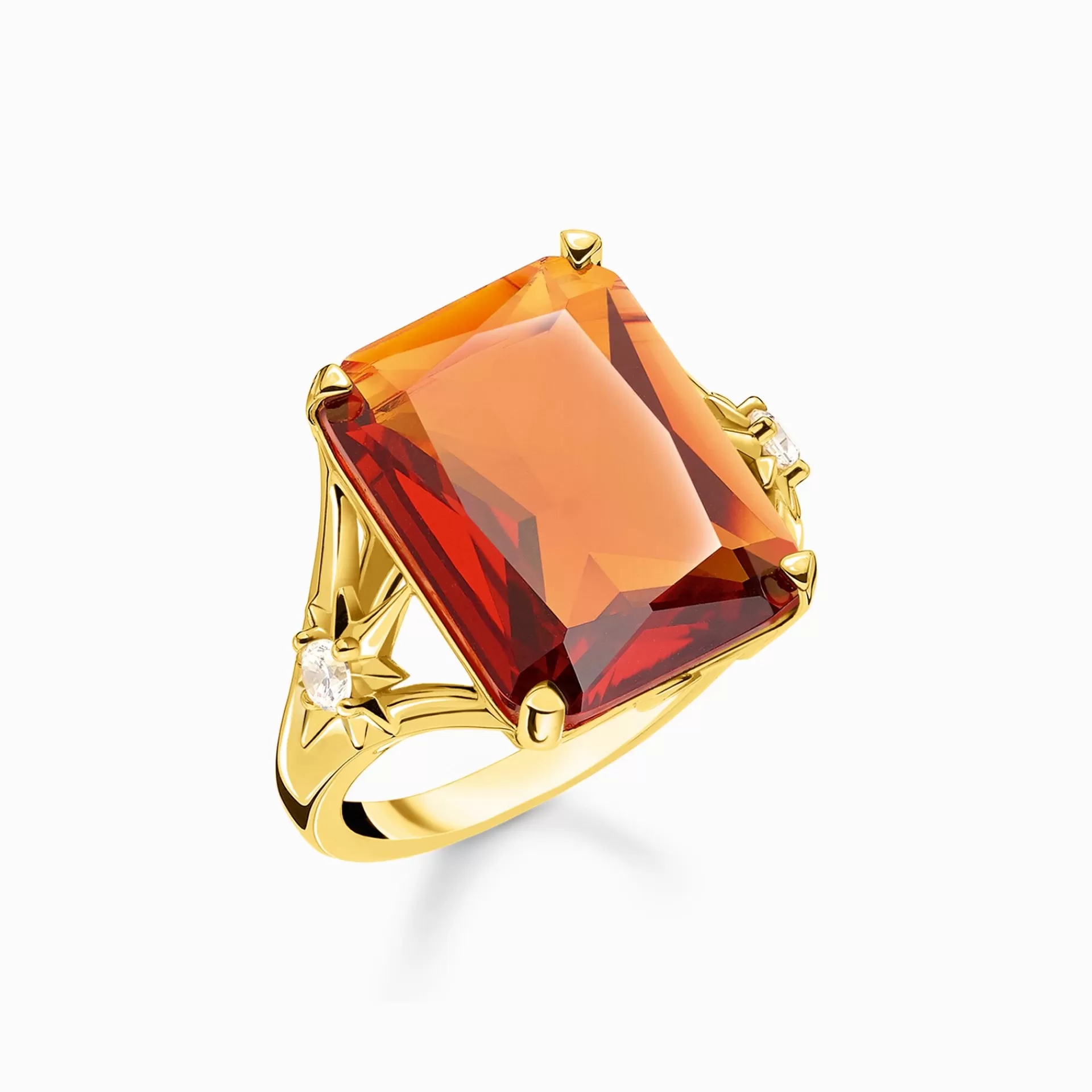 THOMAS SABO Ringar | 18K plätering<RING MED STEN ORANGE STOR OCH STJ&AUML;RNA GULDPL&AUML;TERAD gult guldfargad, vit, orange