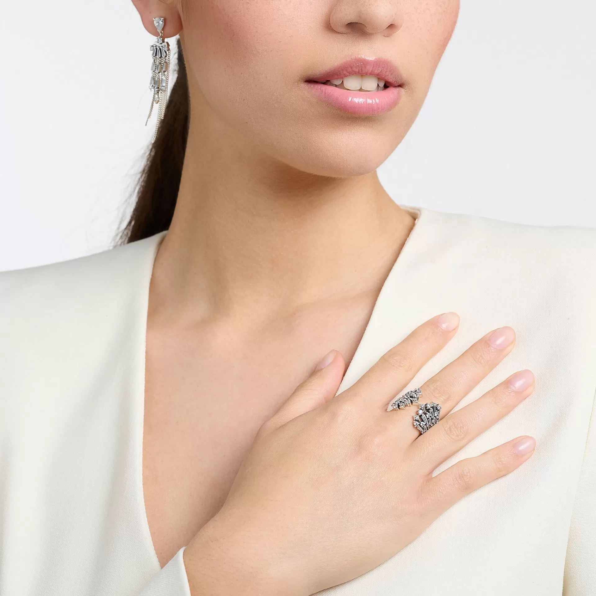 THOMAS SABO Ringar | Återvunnet 925 silver<RING MED VINTERSOLSTR&ARING;LAR SILVER silverfargad, vit