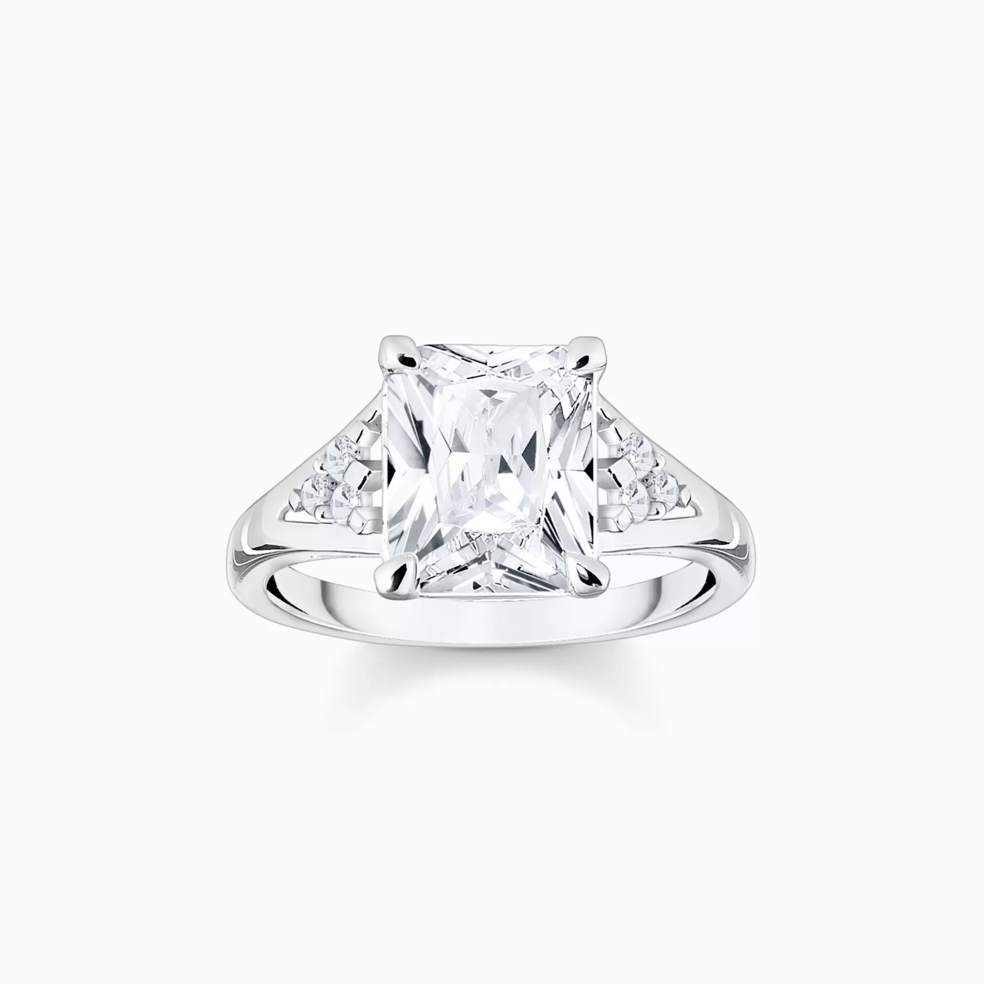 THOMAS SABO Ringar | Återvunnet 925 silver<RING MED VITA STENAR SILVER silverfargad, vit