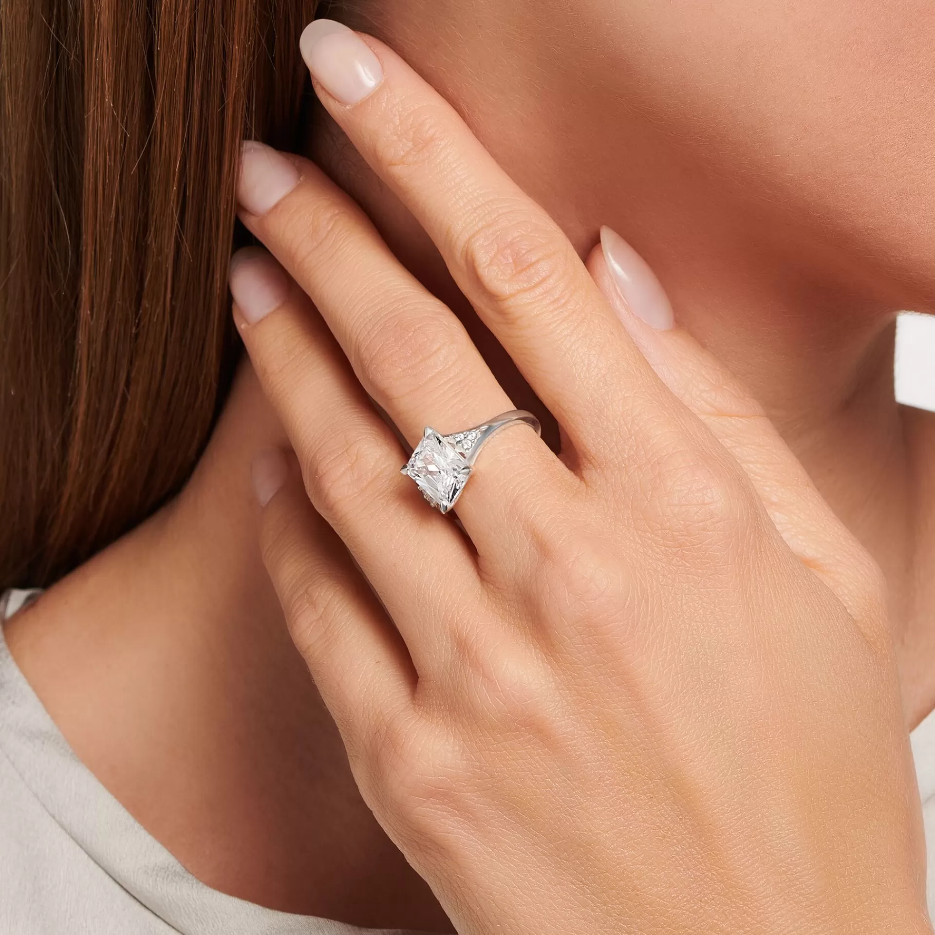 THOMAS SABO Ringar | Återvunnet 925 silver<RING MED VITA STENAR SILVER silverfargad, vit