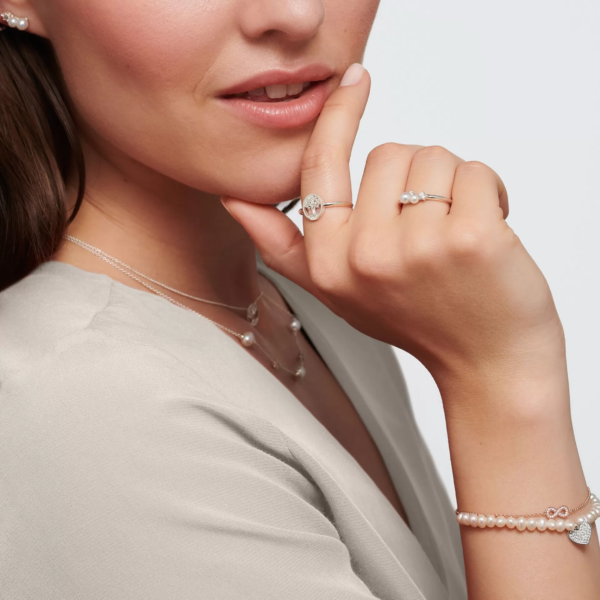 THOMAS SABO Ringar | Återvunnet 925 silver<RING P&AUML;RLOR MED VITA STENAR SILVER silverfargad, vit
