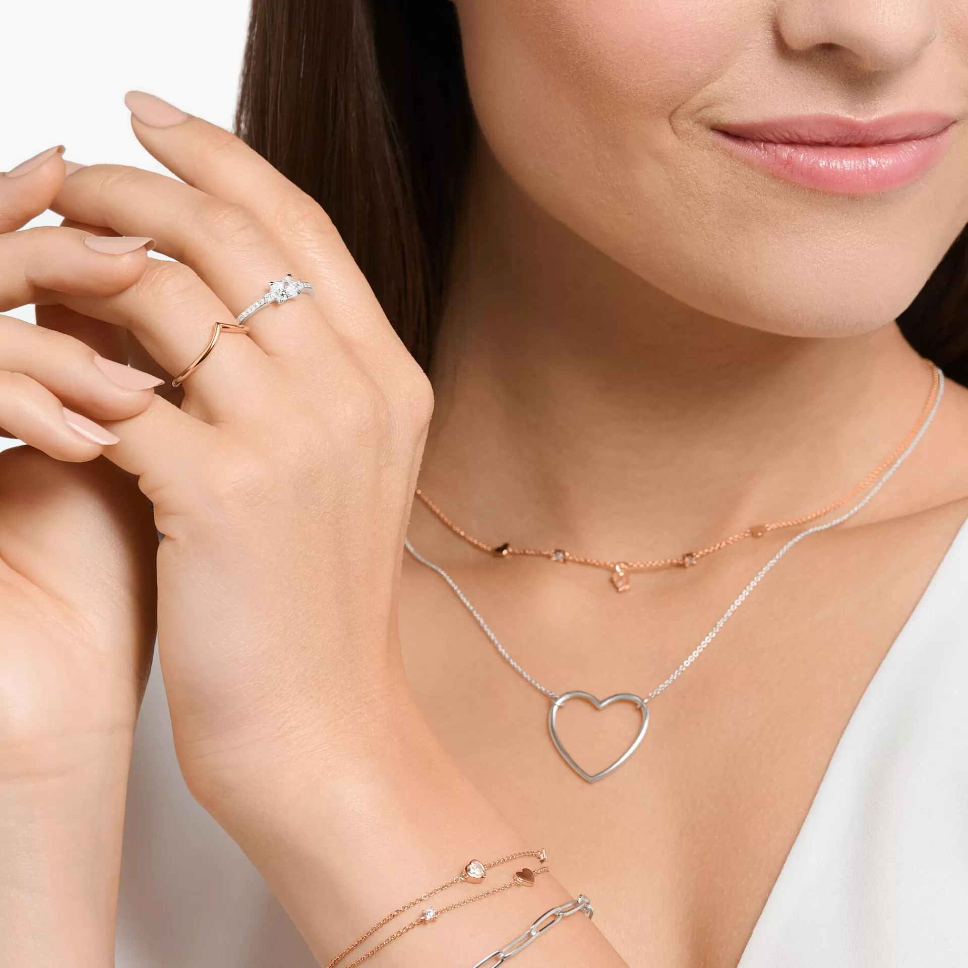 THOMAS SABO Ringar | Återvunnet 925 silver<RING PAV&EACUTE; VIT STEN SILVER silverfargad, vit