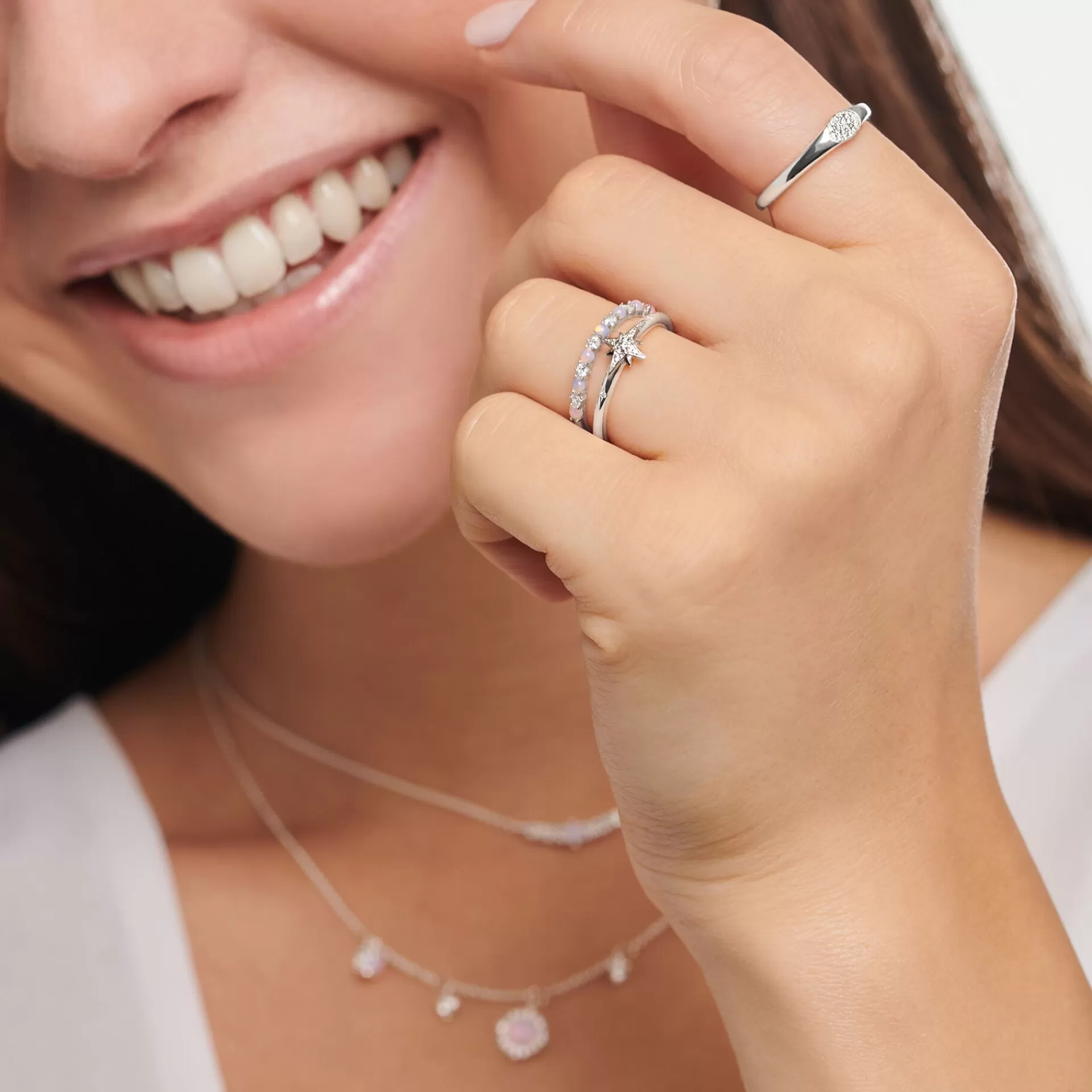 THOMAS SABO Ringar | Återvunnet 925 silver<RING ROSA OCH VIT STENAR silverfargad, vit, rosa, violett