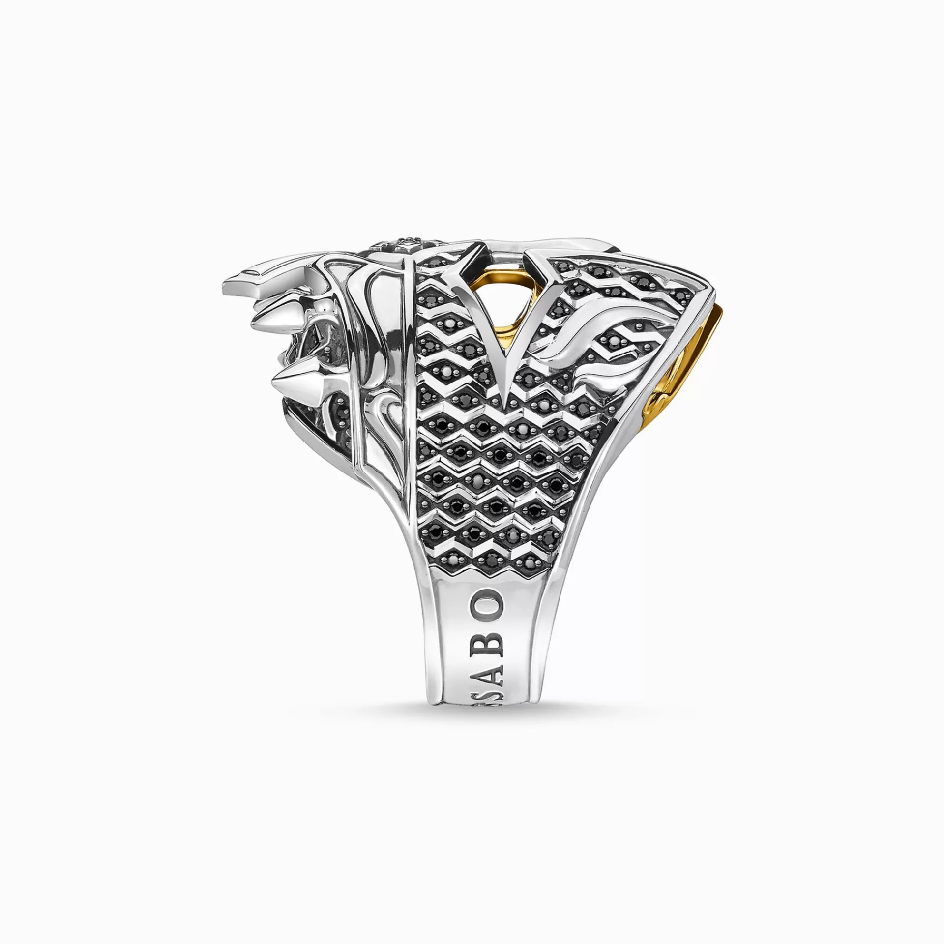 THOMAS SABO Ringar | Återvunnet 925 silver<RING SKALLEN RIDDARE gult guldfargad, svart, silverfargad