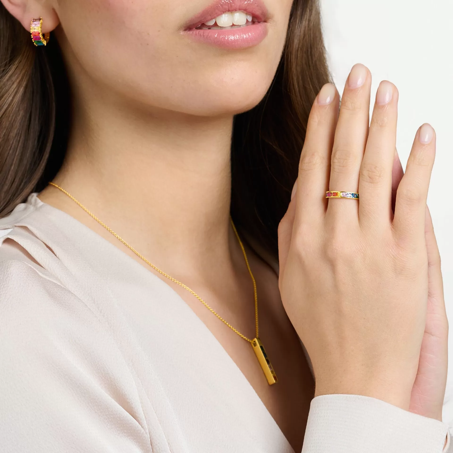 THOMAS SABO Ringar | Återvunnet 925 silver<RING STENAR I F&AUML;RG GULD gult guldfargad, grön, ljusblå, violett, rosa, guld, orange, brun, mörkblå, röd
