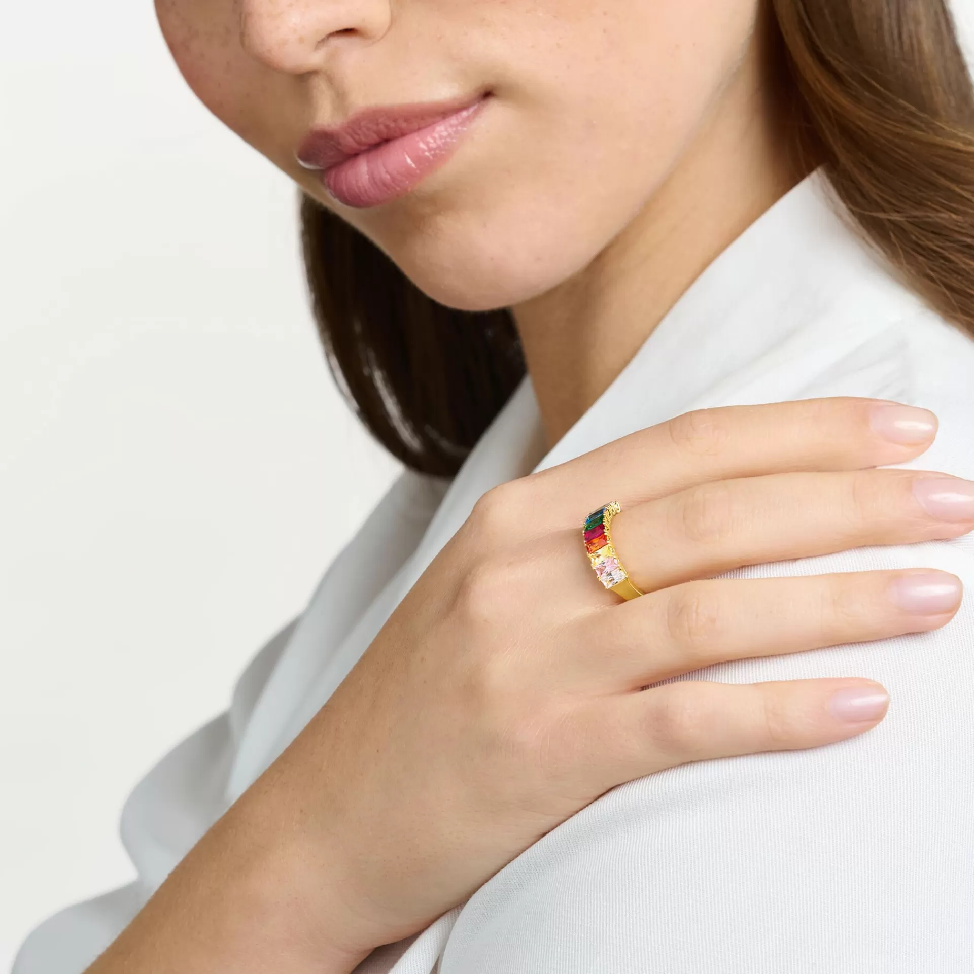 THOMAS SABO Ringar | Gåvor till henne<RING STENAR I F&AUML;RG GULD gult guldfargad, grön, blå, violett, rosa, guld, orange, röd, vit