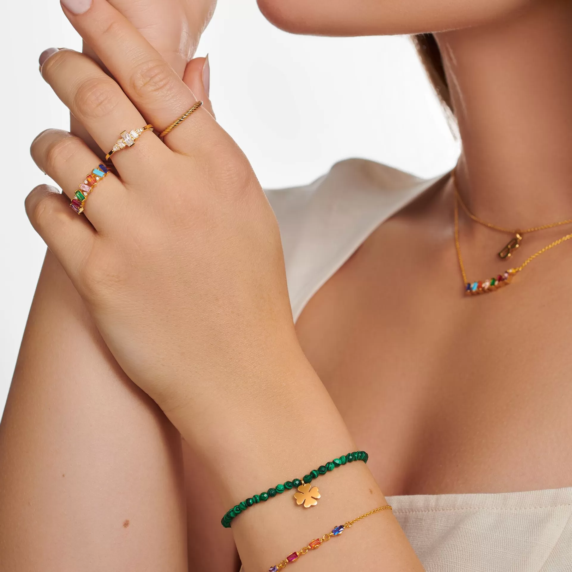 THOMAS SABO Ringar | 18K plätering<RING STENAR I F&AUML;RG GULD gult guldfargad, blå, orange, röd, violett, grön, turkos, vit