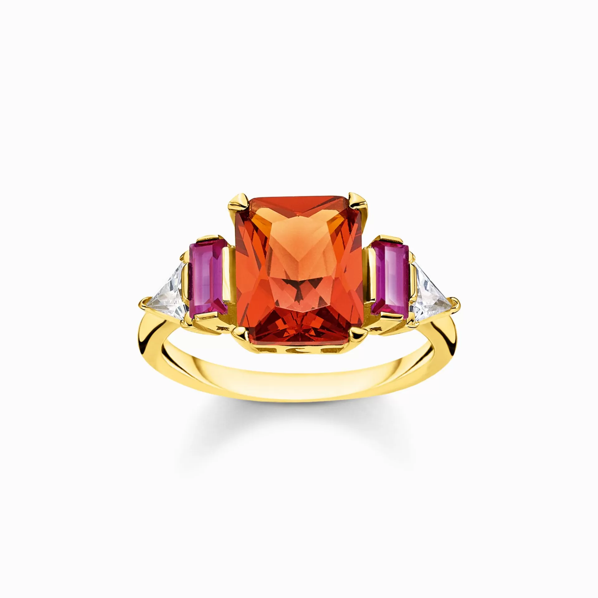 THOMAS SABO Ringar | 18K plätering<RING STENAR I F&AUML;RG GULD vit, gult guldfargad, orange, röd
