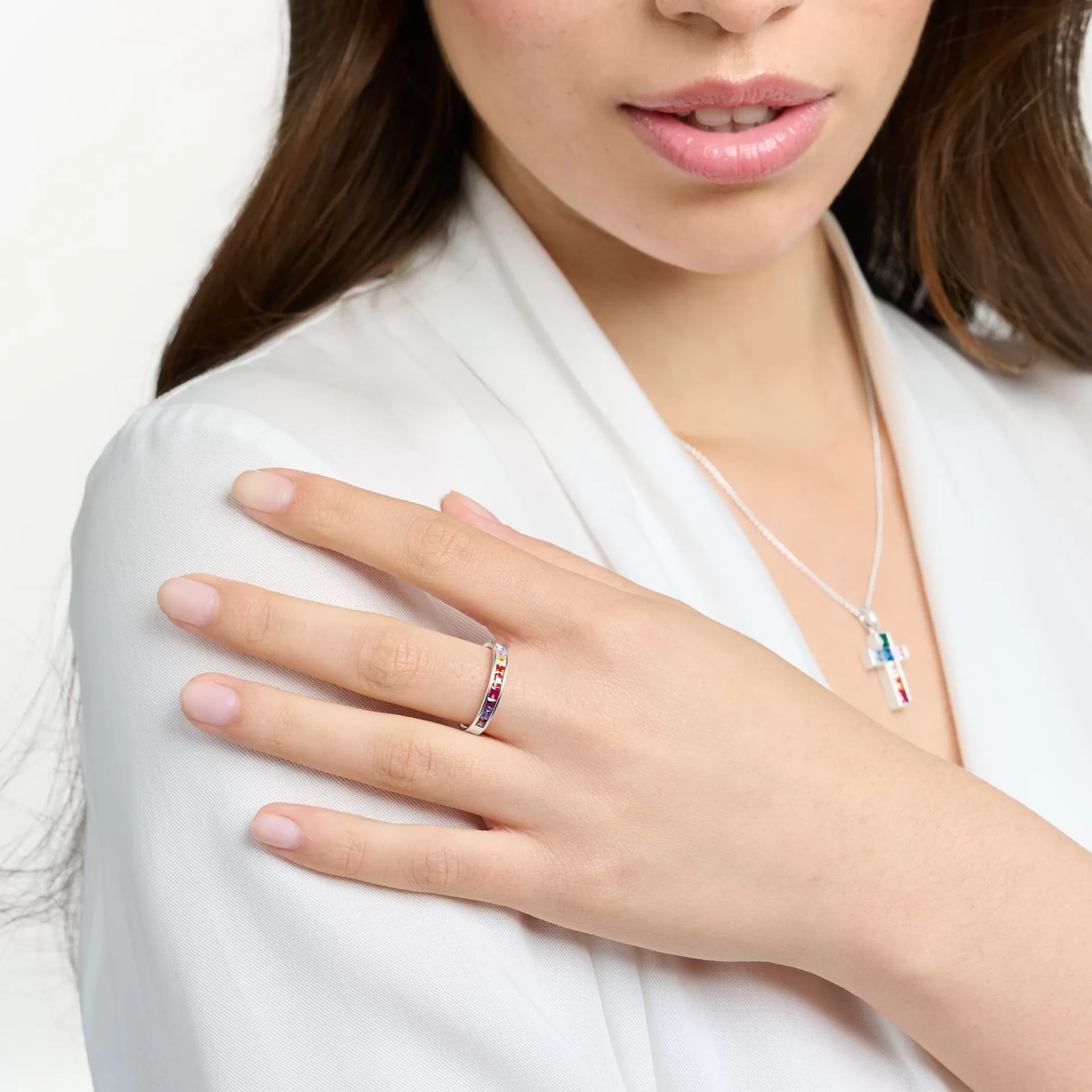 THOMAS SABO Ringar | Återvunnet 925 silver<RING STENAR I F&AUML;RG SILVER silverfargad, grön, mörkblå, ljusblå, violett, rosa, guld, orange, röd, brun