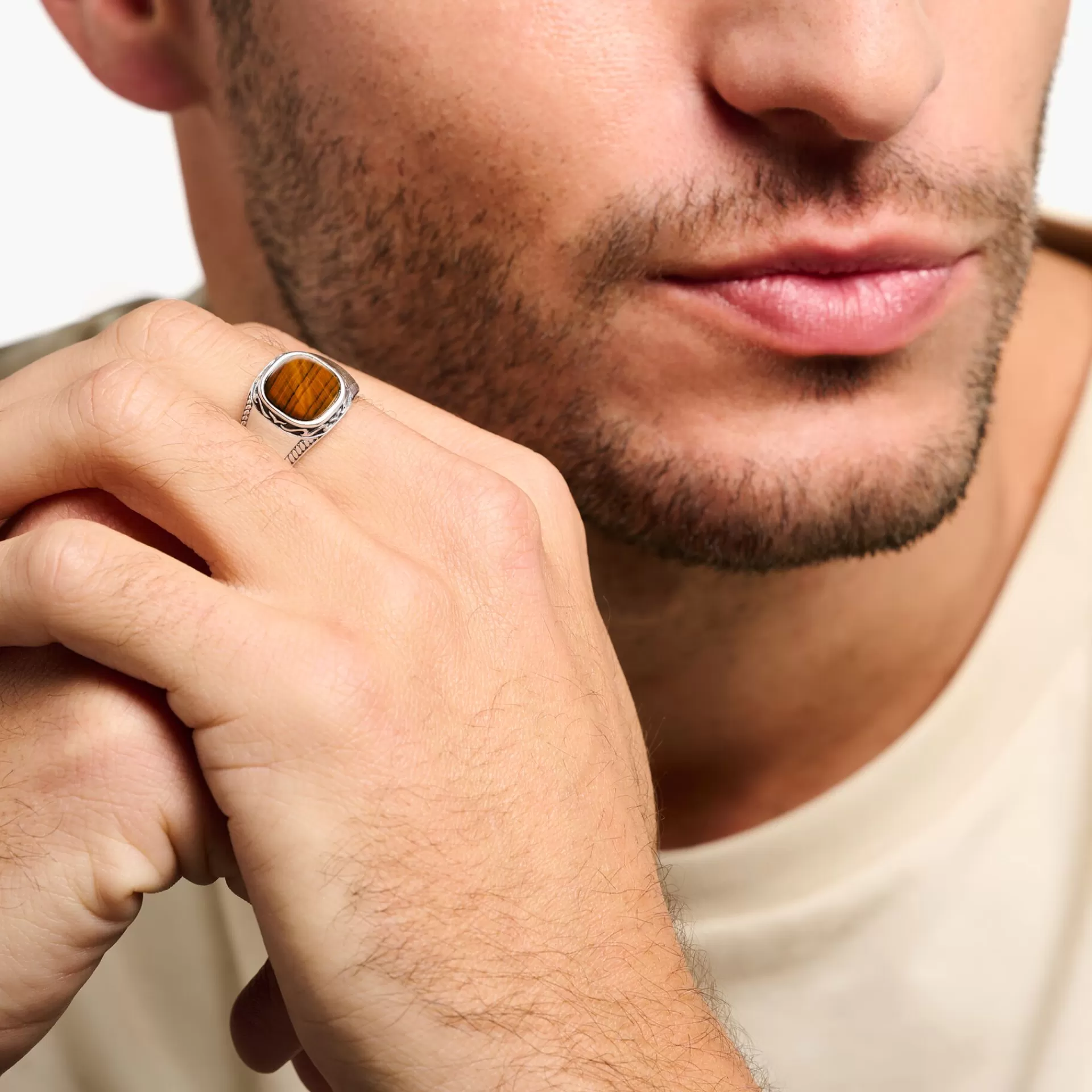 THOMAS SABO Ringar | Återvunnet 925 silver<RING TIGER&OUML;GA silverfargad, brun
