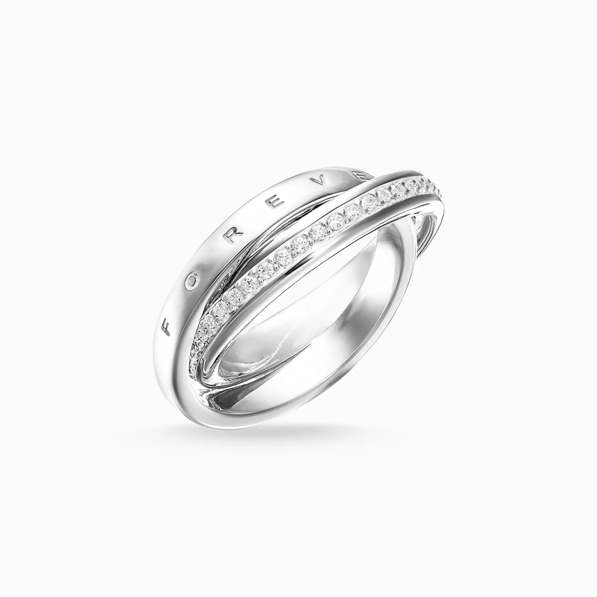 THOMAS SABO Ringar | Återvunnet 925 silver<RING TOGETHER FOREVER silverfargad, vit