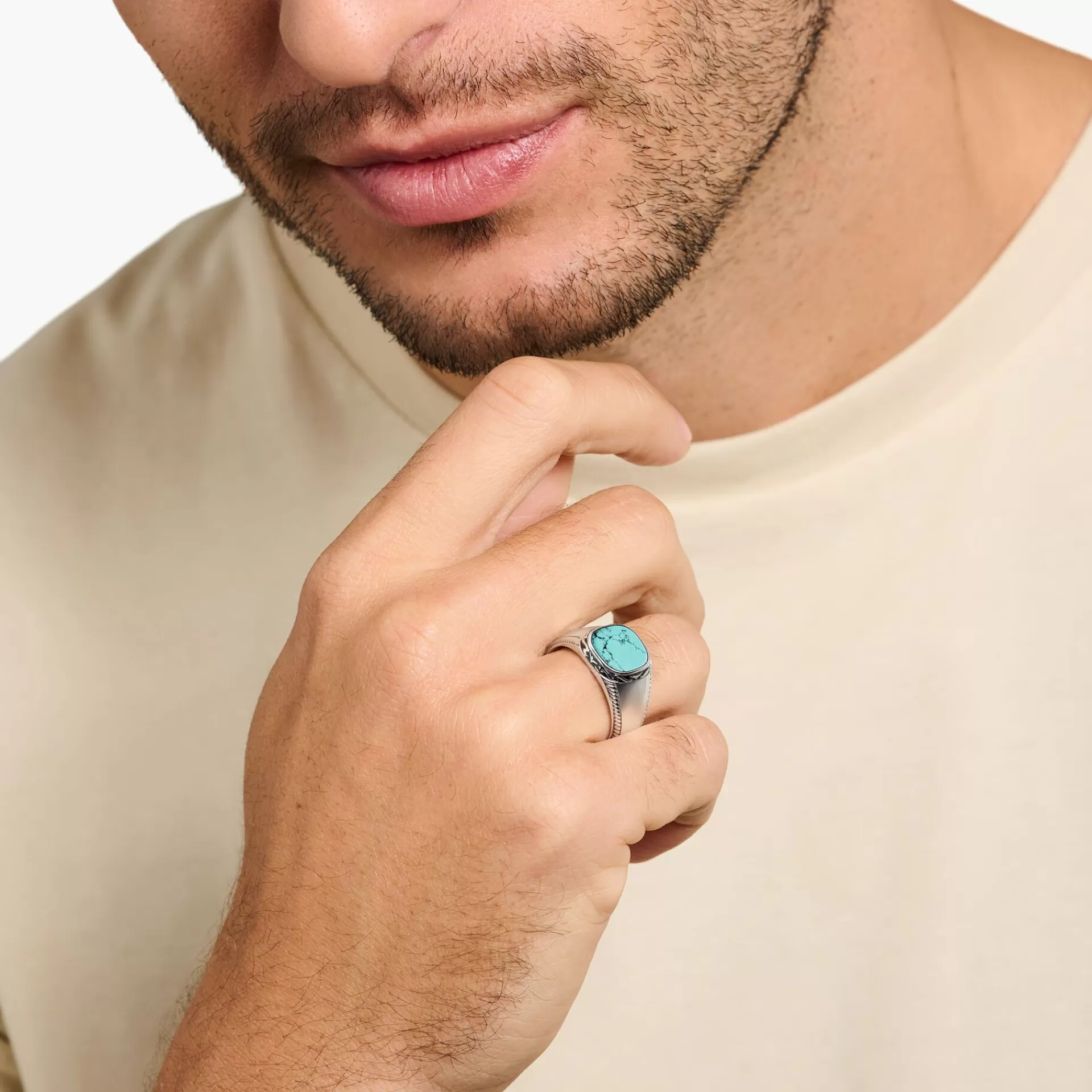 THOMAS SABO Ringar | Återvunnet 925 silver<RING TURKOS silverfargad, turkos