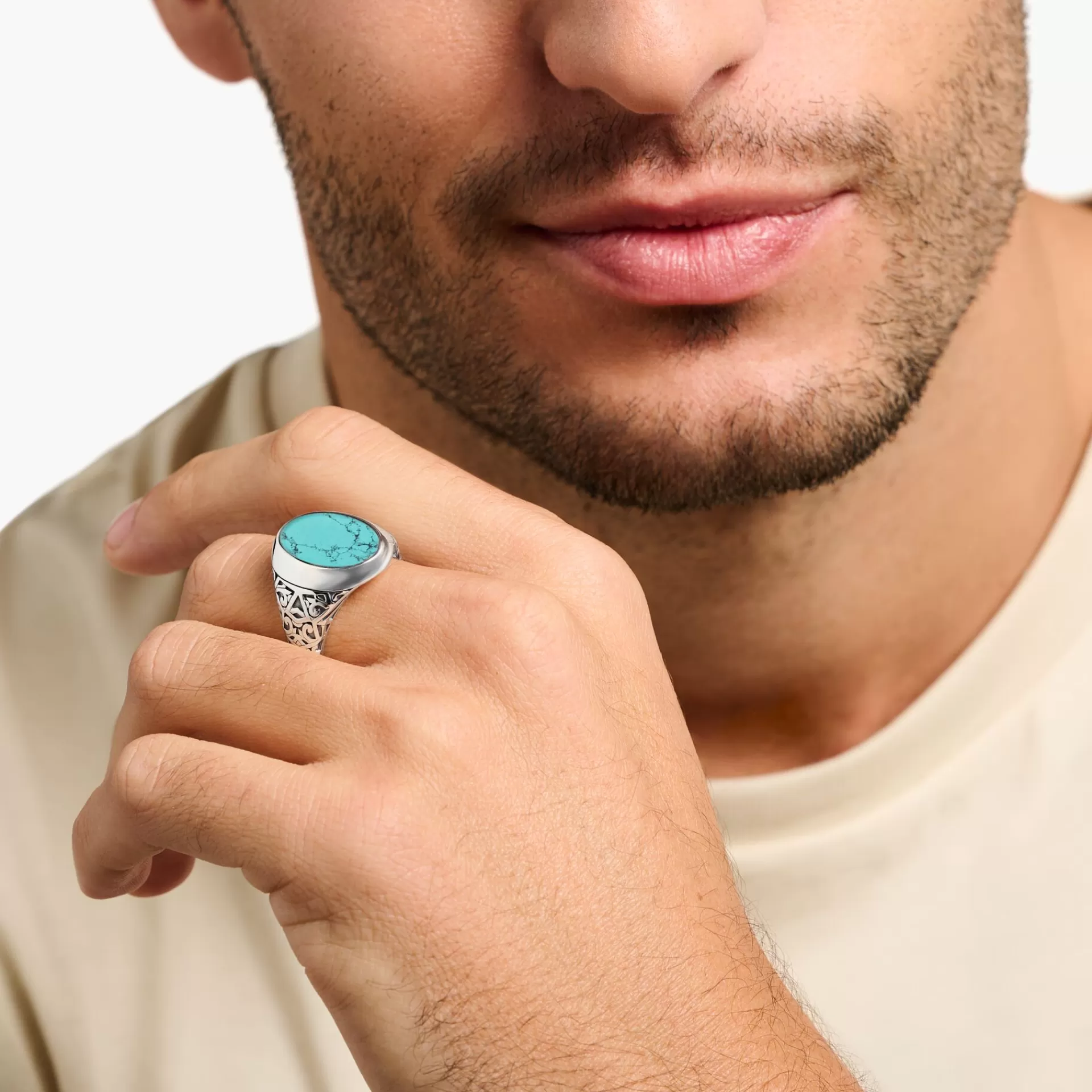 THOMAS SABO Ringar | Återvunnet 925 silver<RING TURKOS silverfargad, turkos