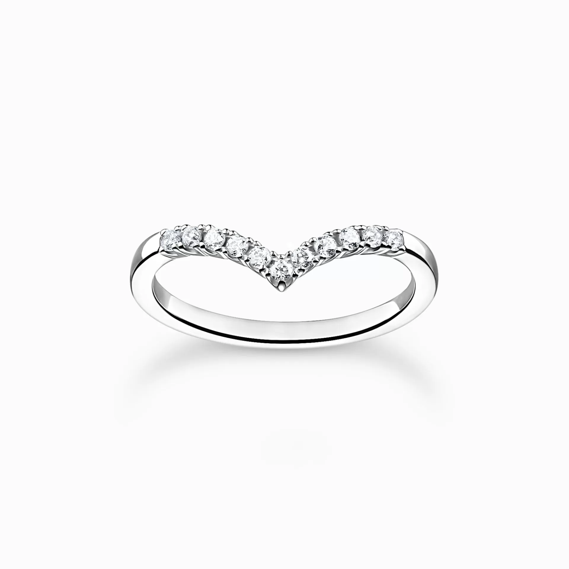 THOMAS SABO Ringar | Återvunnet 925 silver<RING V-FORM MED VITA STENAR SILVER silverfargad, vit