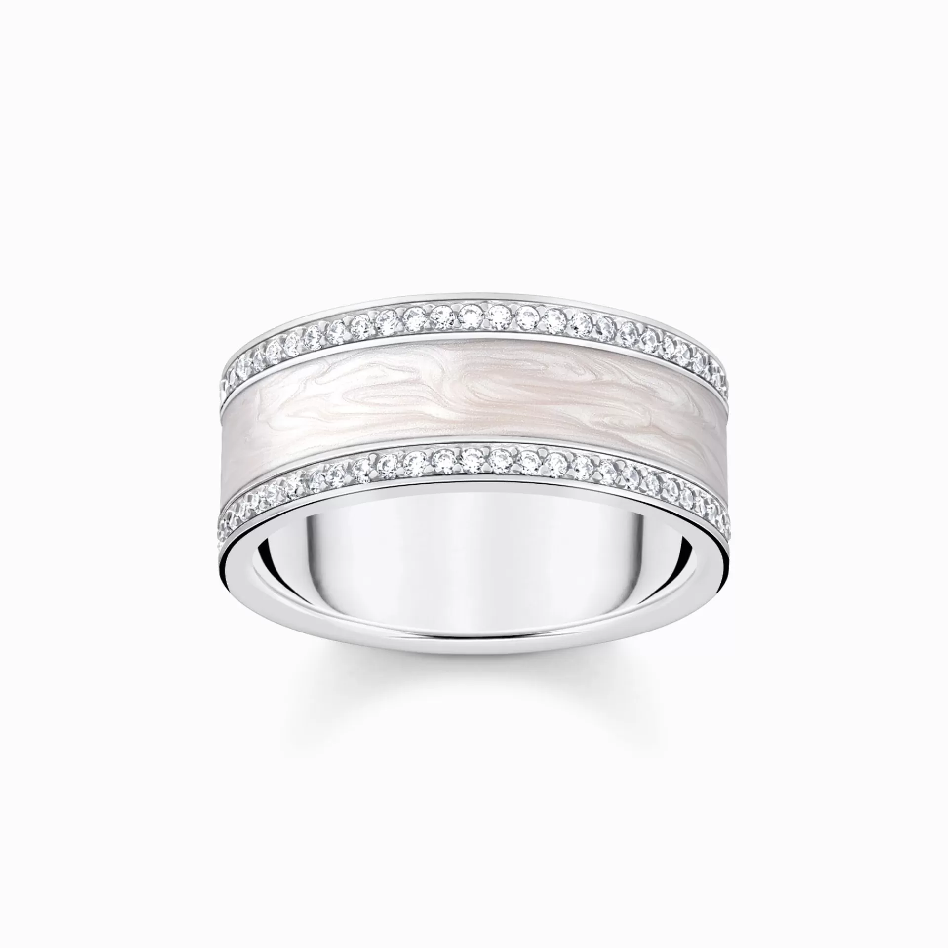 THOMAS SABO Ringar | Återvunnet 925 silver<RING, VIT MED STENAR - SILVER silverfargad, vit