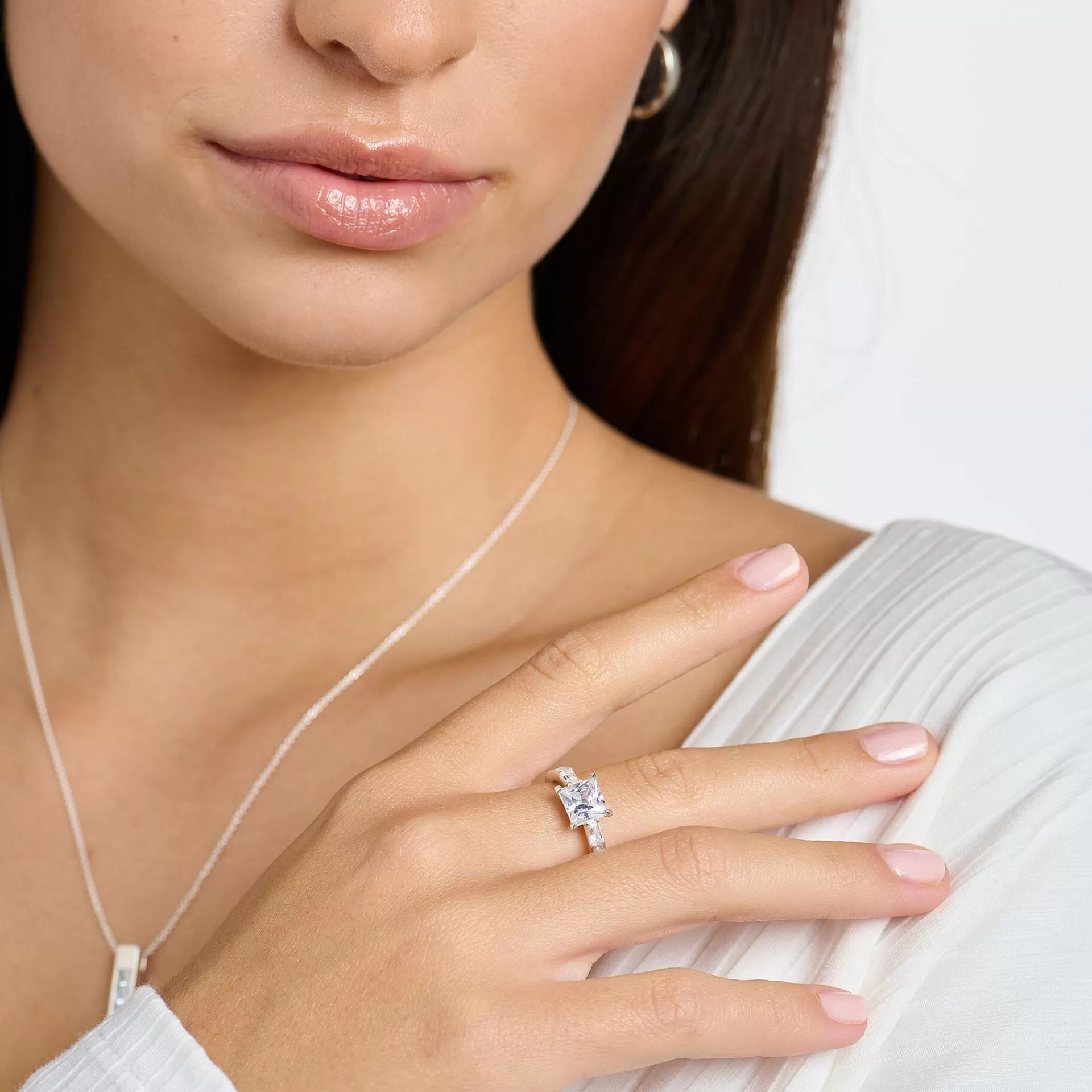 THOMAS SABO Ringar | Återvunnet 925 silver<RING VITA STENAR SILVER silverfargad, vit