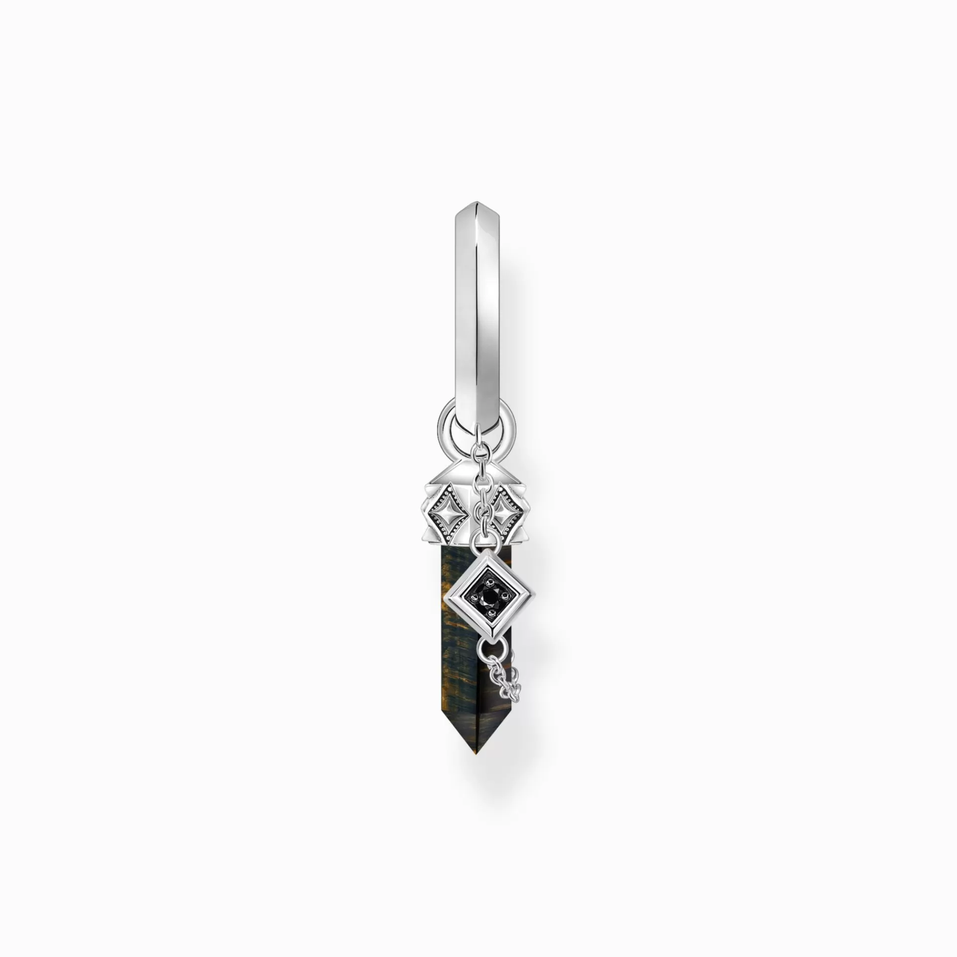THOMAS SABO Creoler | Örhängen & creoler<SINGEL-CREOL MED GYLLENBL&ARING;TT TIGER&OUML;GA-H&AUML;NGE, SV&AUML;RTAT SILVER silverfargad, svart, blå