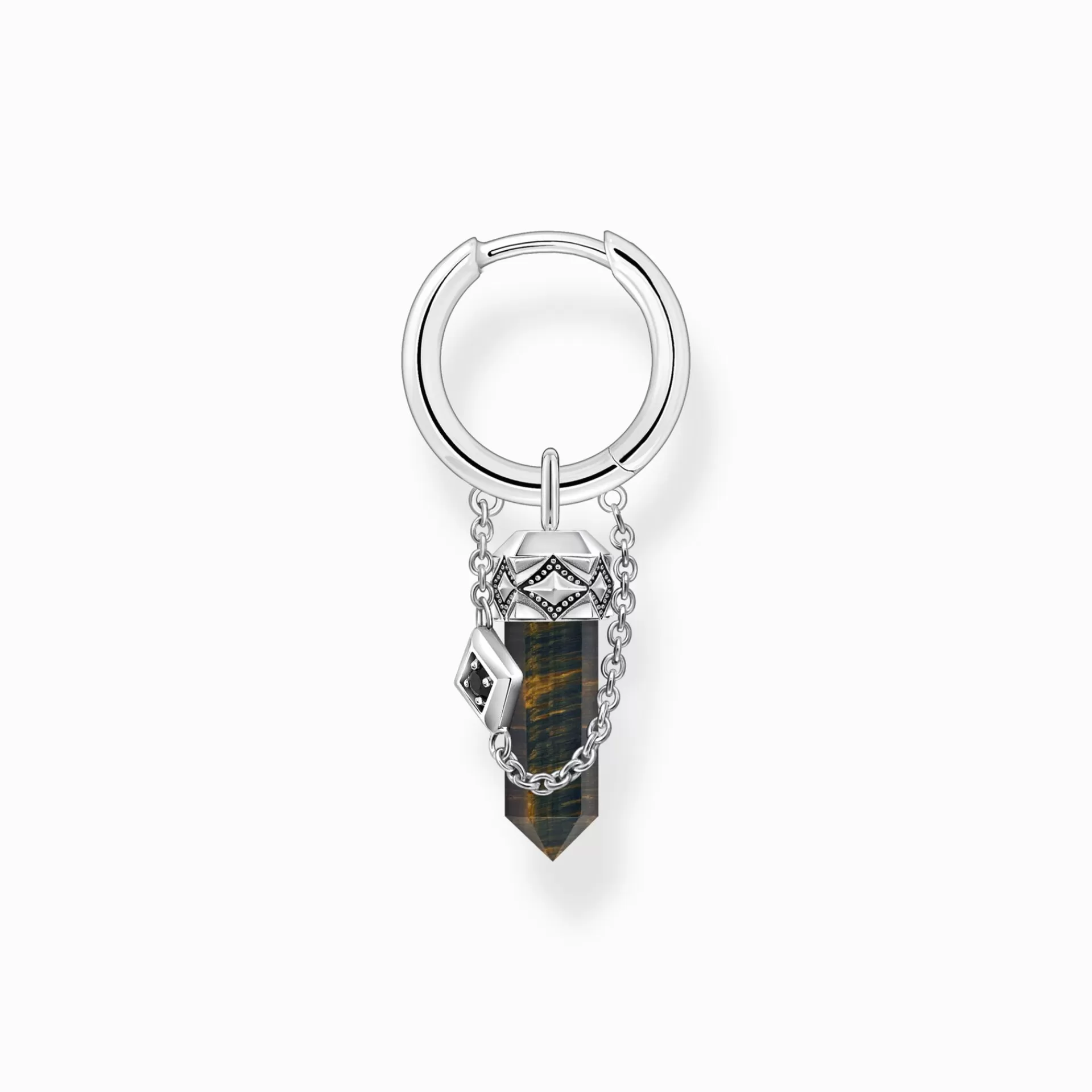THOMAS SABO Creoler | Örhängen & creoler<SINGEL-CREOL MED GYLLENBL&ARING;TT TIGER&OUML;GA-H&AUML;NGE, SV&AUML;RTAT SILVER silverfargad, svart, blå