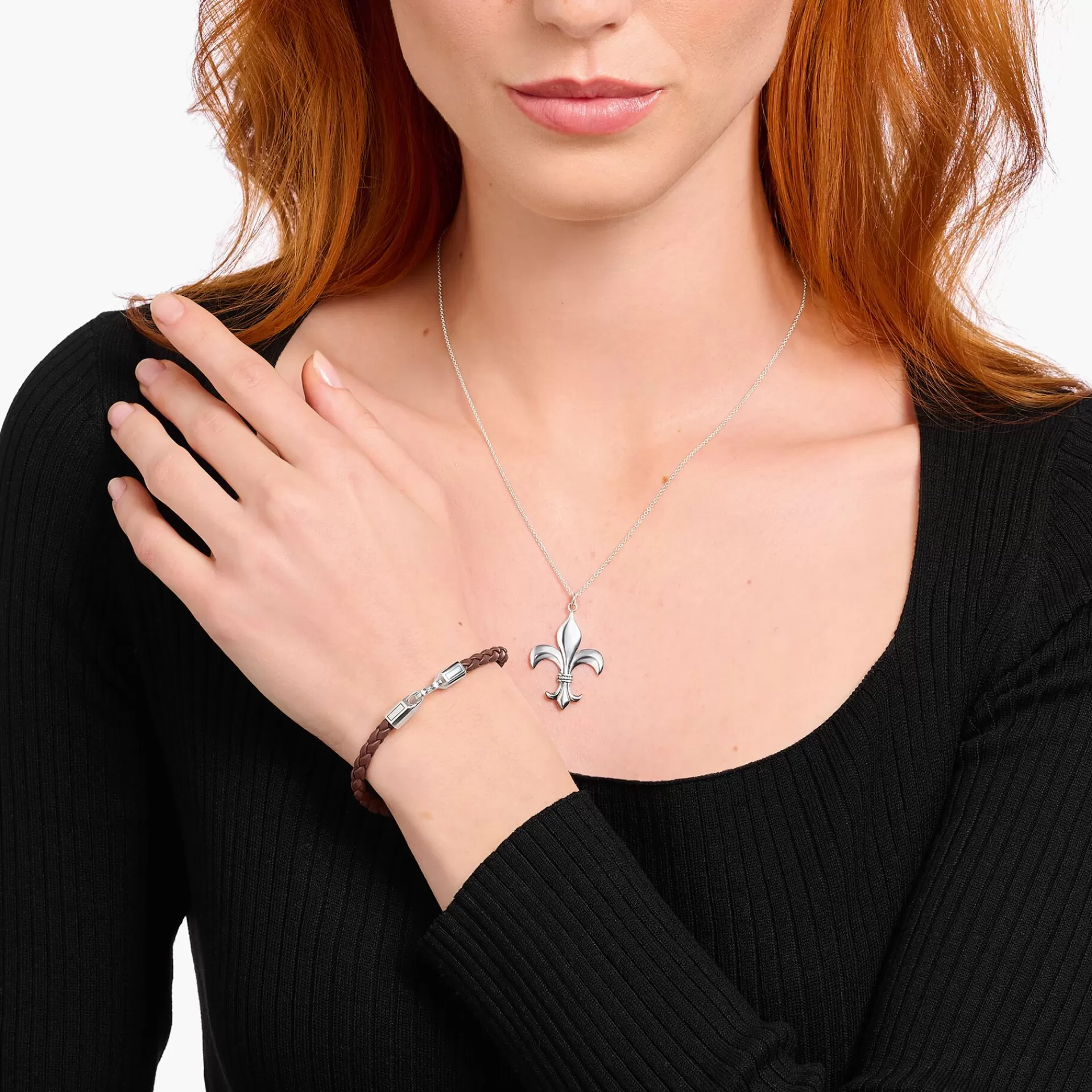 THOMAS SABO Armband | Återvunnet 925 silver<SMALT L&AUML;DERARMBAND I BRUNT MED SILVER silverfargad, brun