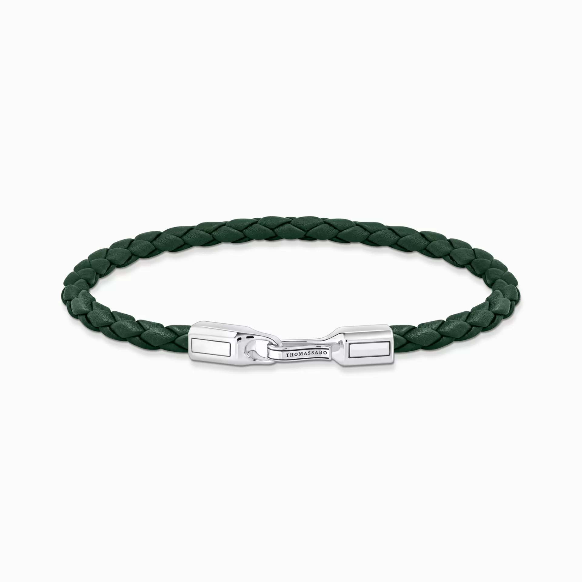 THOMAS SABO Armband | Återvunnet 925 silver<SMALT L&AUML;DERARMBAND I GR&OUML;NT MED SILVER silverfargad, grön