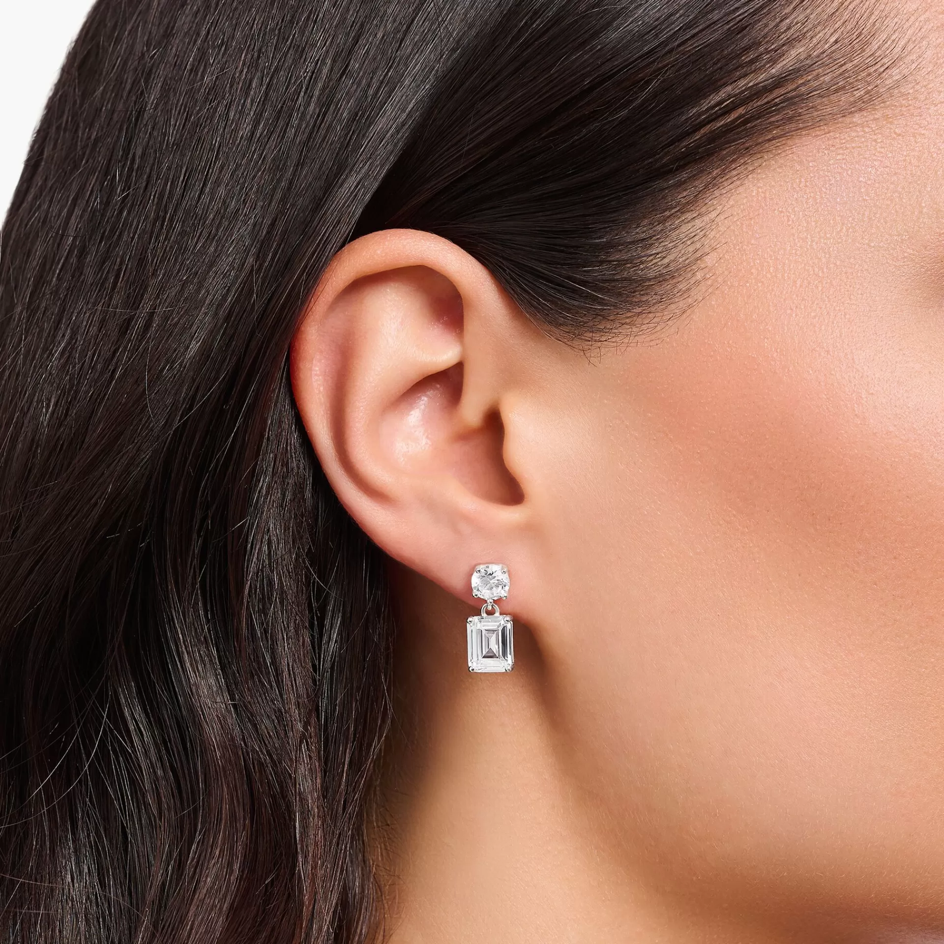 THOMAS SABO Örhängen | Återvunnet 925 silver<SM&ARING; &OUML;RH&AUML;NGEN I SILVER MED VITA ZIRKONIASTENAR silverfargad, vit