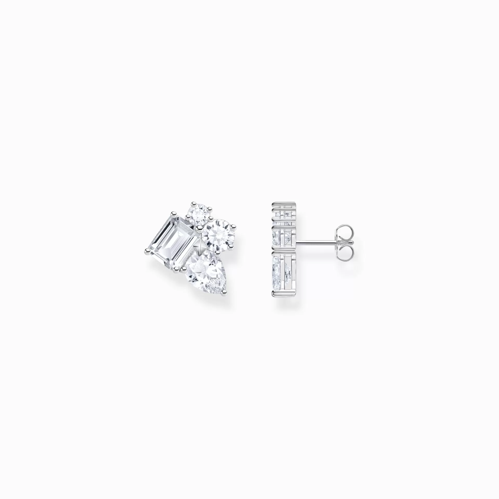 THOMAS SABO Stiftörhängen | Återvunnet 925 silver<SM&ARING; STIFT&OUML;RH&AUML;NGEN I SILVER MED FYRA VITA ZIRKONIASTENAR silverfargad, vit