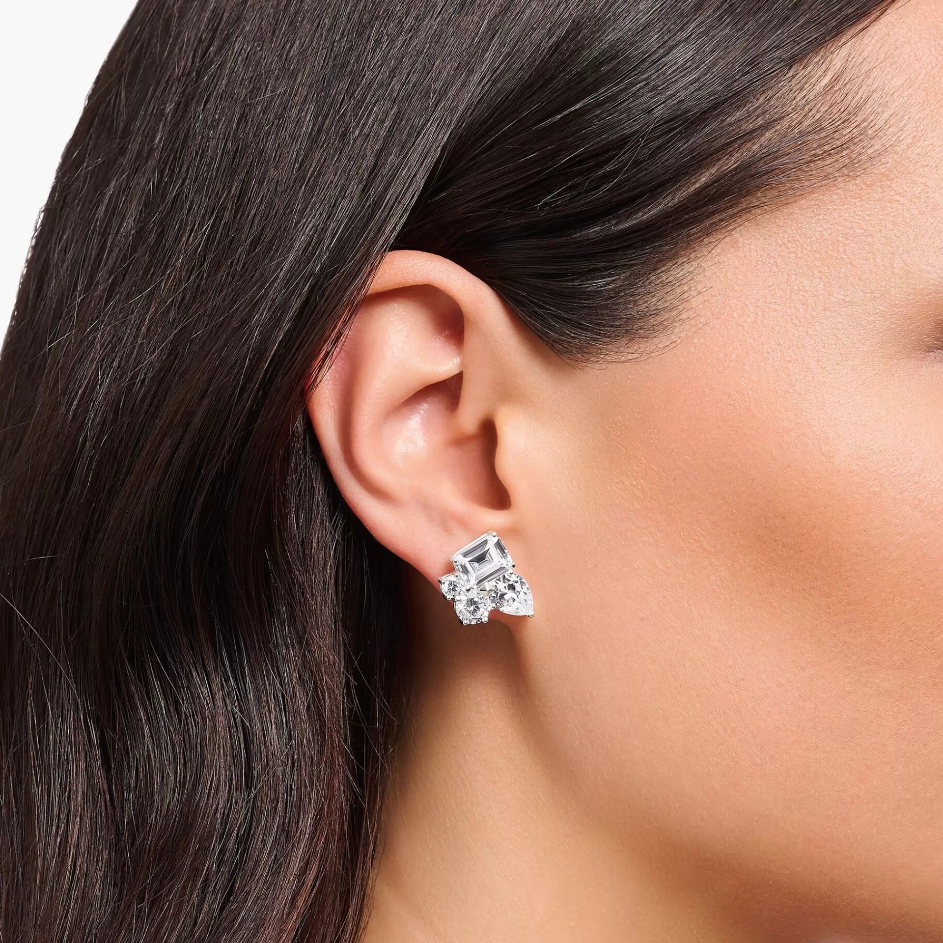 THOMAS SABO Stiftörhängen | Återvunnet 925 silver<SM&ARING; STIFT&OUML;RH&AUML;NGEN I SILVER MED FYRA VITA ZIRKONIASTENAR silverfargad, vit