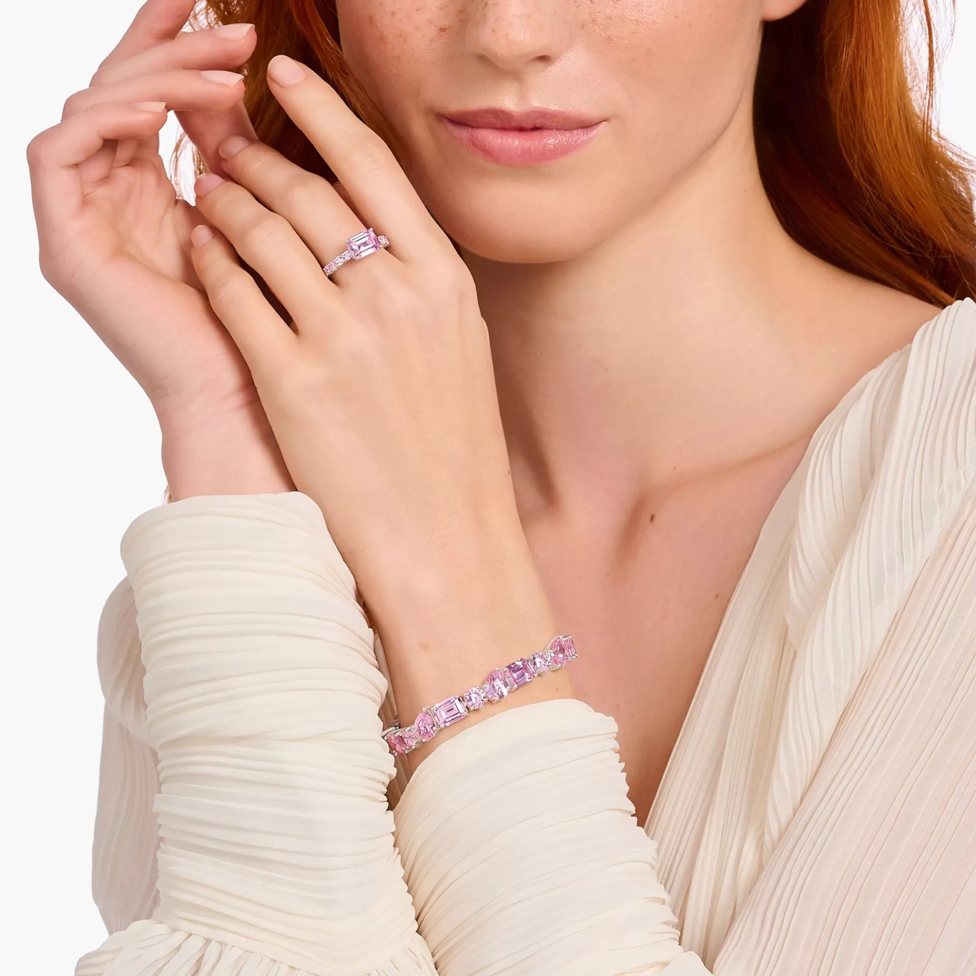 THOMAS SABO Ringar | Återvunnet 925 silver<SOLIT&AUML;RRING MED ROSA STENAR - SILVER silverfargad, rosa