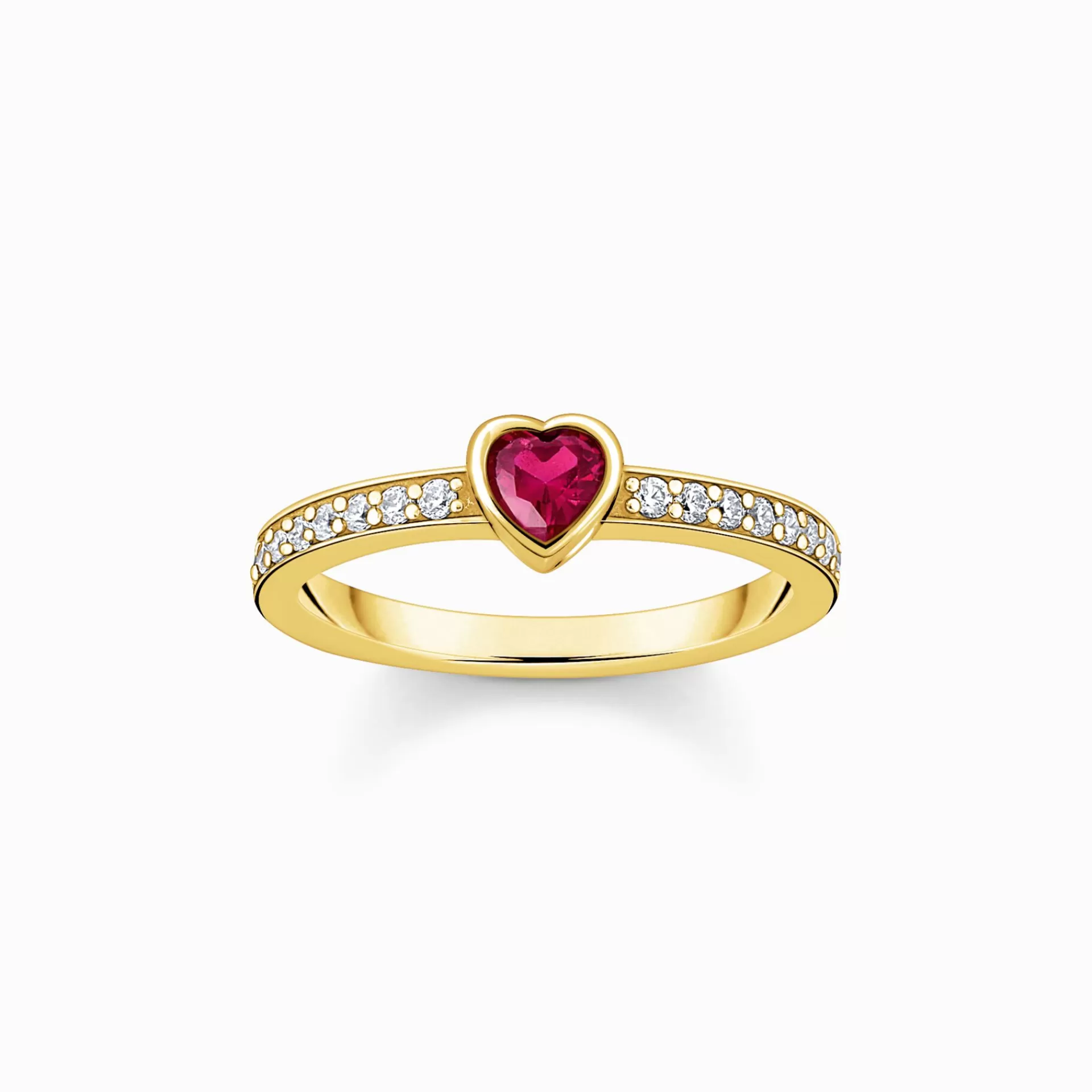 THOMAS SABO Ringar | 18K plätering<SOLIT&AUML;RRING MED R&OUML;D, HJ&AUML;RTSLIPAD STEN - SILVER gult guldfargad, vit, röd