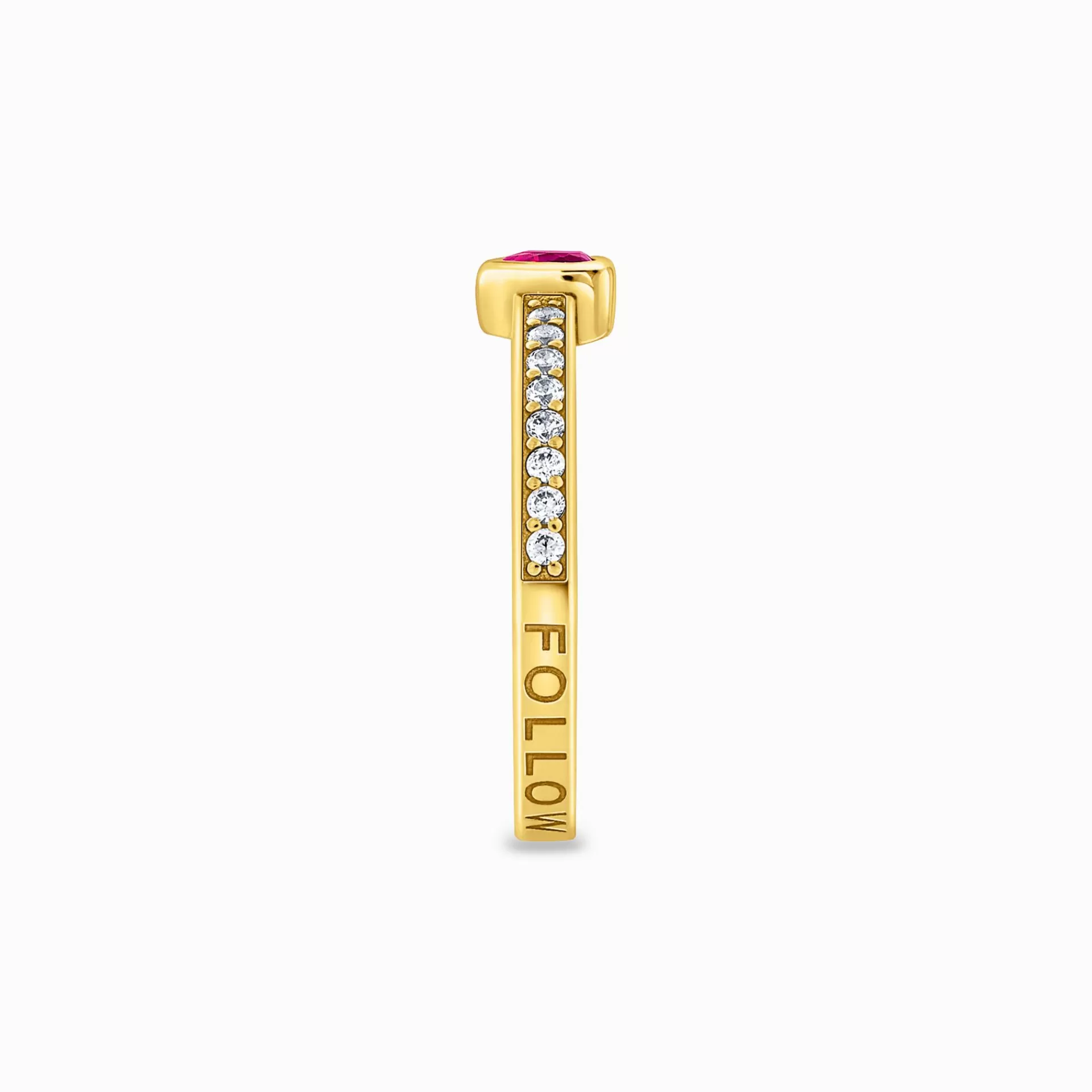 THOMAS SABO Ringar | 18K plätering<SOLIT&AUML;RRING MED R&OUML;D, HJ&AUML;RTSLIPAD STEN - SILVER gult guldfargad, vit, röd
