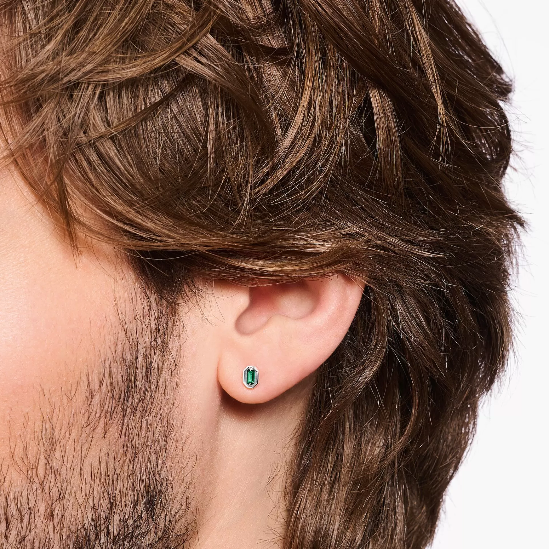 THOMAS SABO Stiftörhängen | Återvunnet 925 silver<STIFT&OUML;RH&AUML;NGEN - KROKODIL&OUML;GON MED GR&OUML;NA STENAR - SV&AUML;RTAT SILVER silverfargad, grön