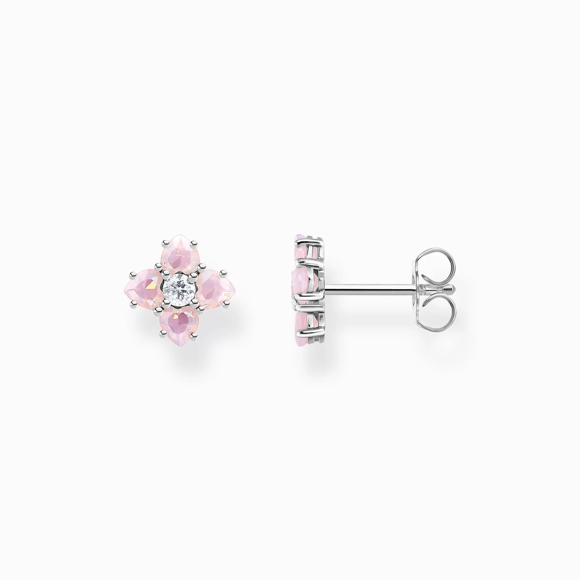 THOMAS SABO Stiftörhängen<STIFT&OUML;RH&AUML;NGEN BLOMMA SILVER MED STENAR silverfargad, rosa, vit