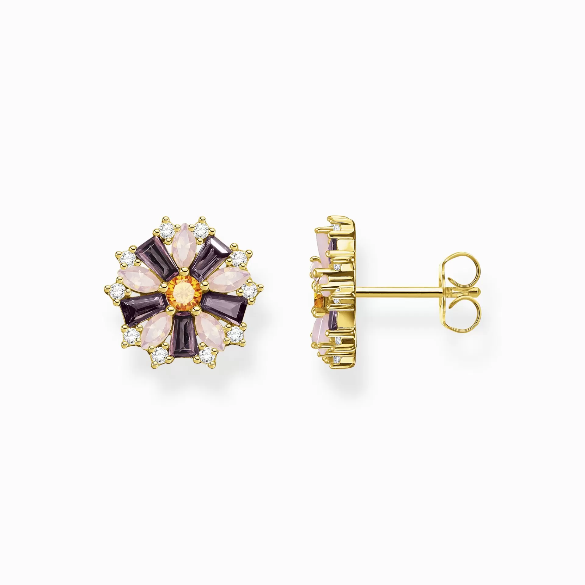 THOMAS SABO Stiftörhängen | Upp till SEK 3.000<STIFT&OUML;RH&AUML;NGEN BLOMMA STENAR I F&AUML;RG GULD gult guldfargad, orange, rosa, violett, vit