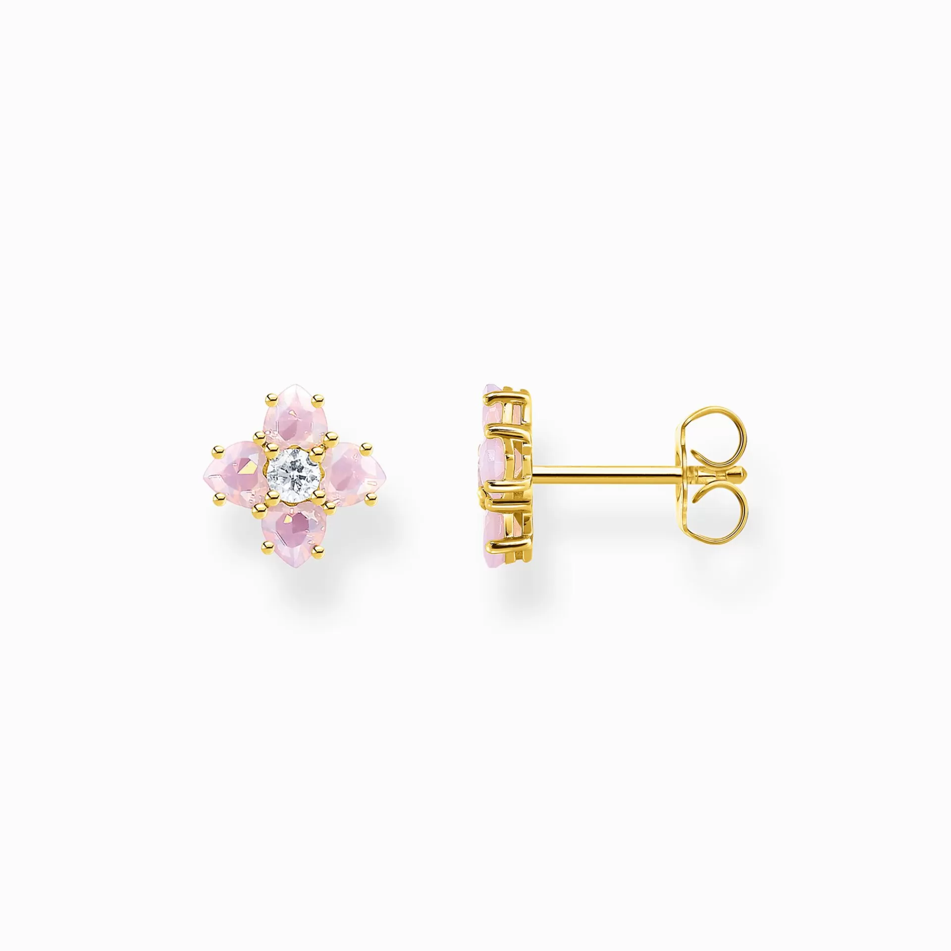 THOMAS SABO Stiftörhängen<STIFT&OUML;RH&AUML;NGEN BLOMMA STENAR I F&AUML;RG GULD gult guldfargad, rosa, vit