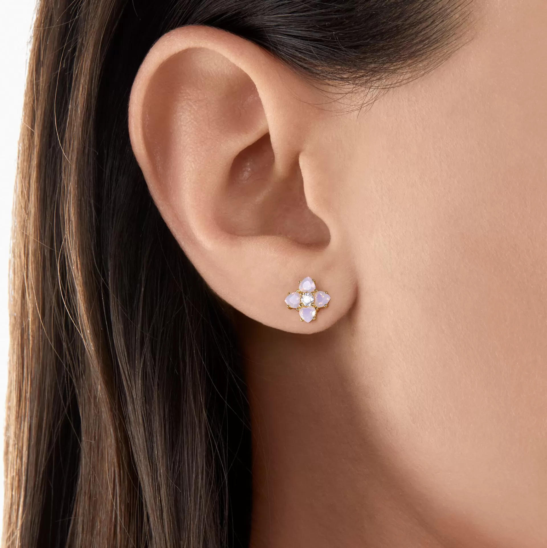 THOMAS SABO Stiftörhängen<STIFT&OUML;RH&AUML;NGEN BLOMMA STENAR I F&AUML;RG GULD gult guldfargad, rosa, vit