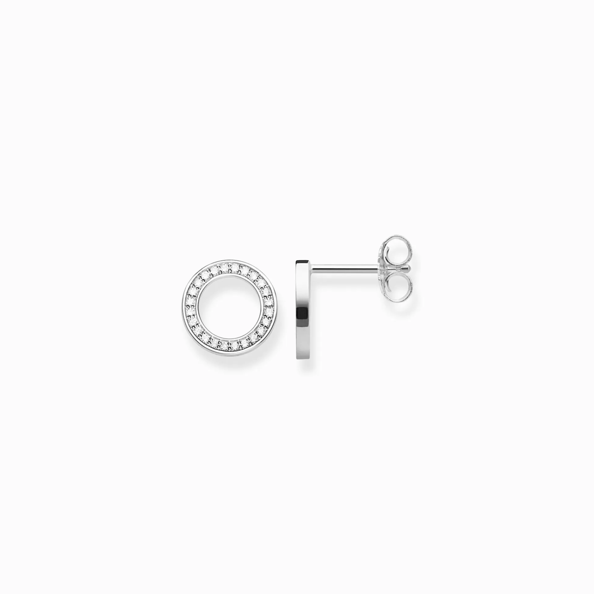 THOMAS SABO Stiftörhängen | Återvunnet 925 silver<STIFT&OUML;RH&AUML;NGEN CIRKLAR STORA silverfargad, vit