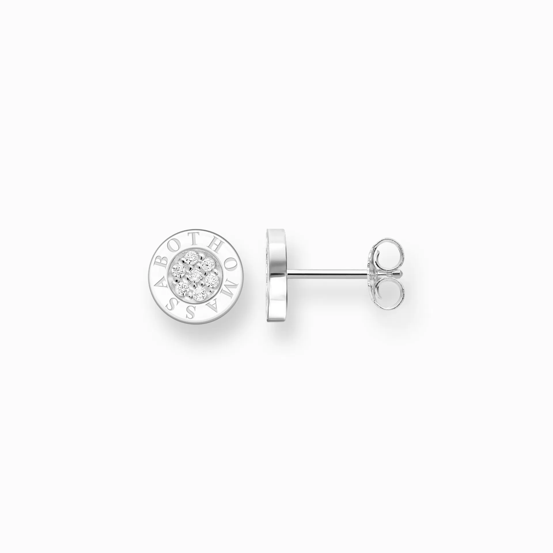 THOMAS SABO Stiftörhängen | Återvunnet 925 silver<STIFT&OUML;RH&AUML;NGEN CLASSIC PAV&EACUTE; VIT silverfargad, vit